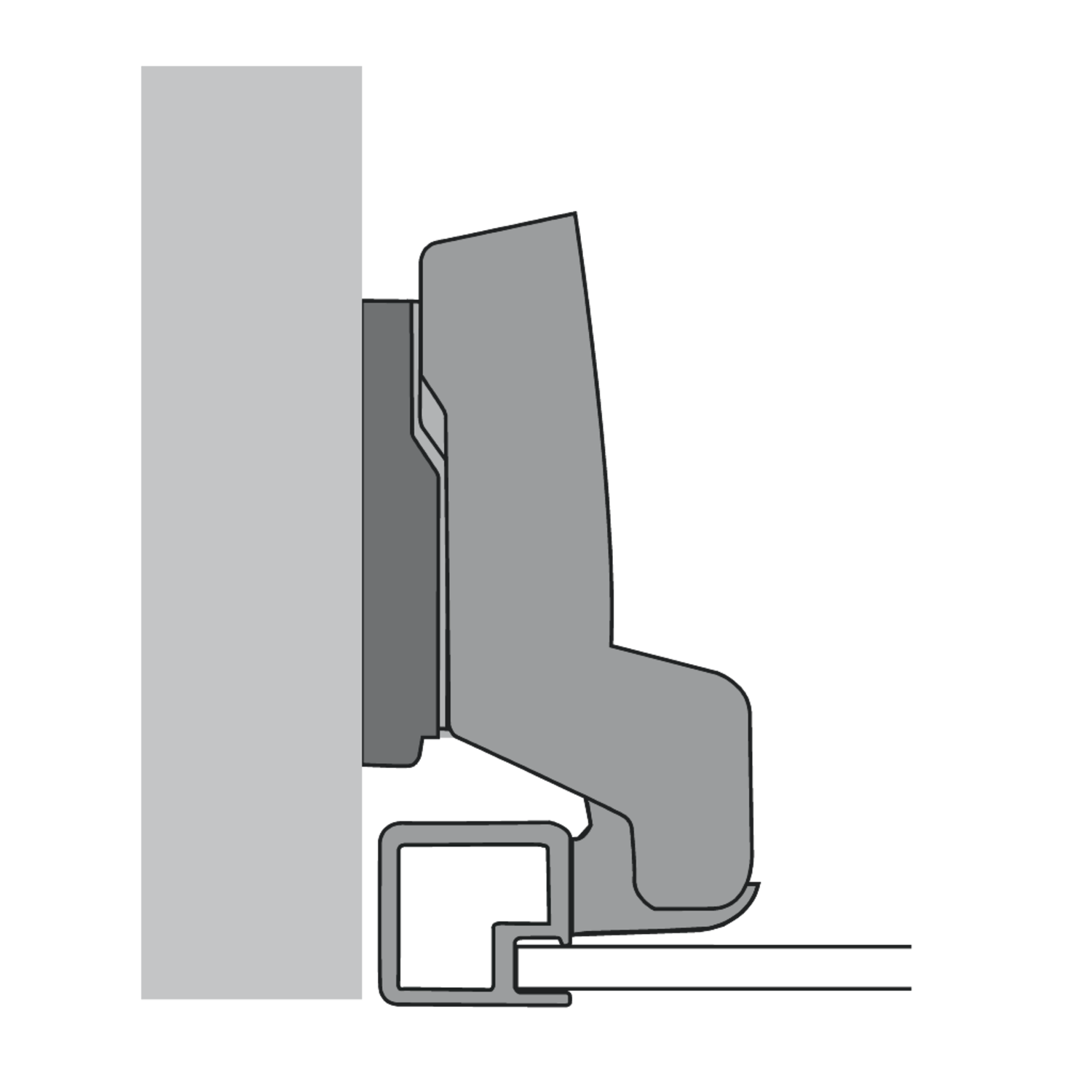 Charnière pour cadre en alu Sensys avec amortissement intégré (Sensys 8638i), nickelée, rentrant, Angle d'ouverture  95°, à visser (-)
