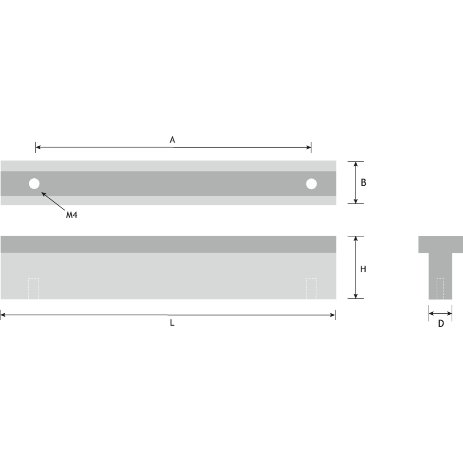 "poignée  ""t"" afst.64mm argent" 