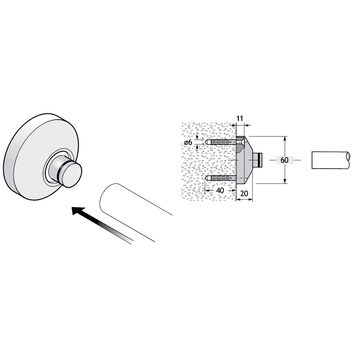 Pba 500-inox sat. rosace de fixation murale tube 2 2mm