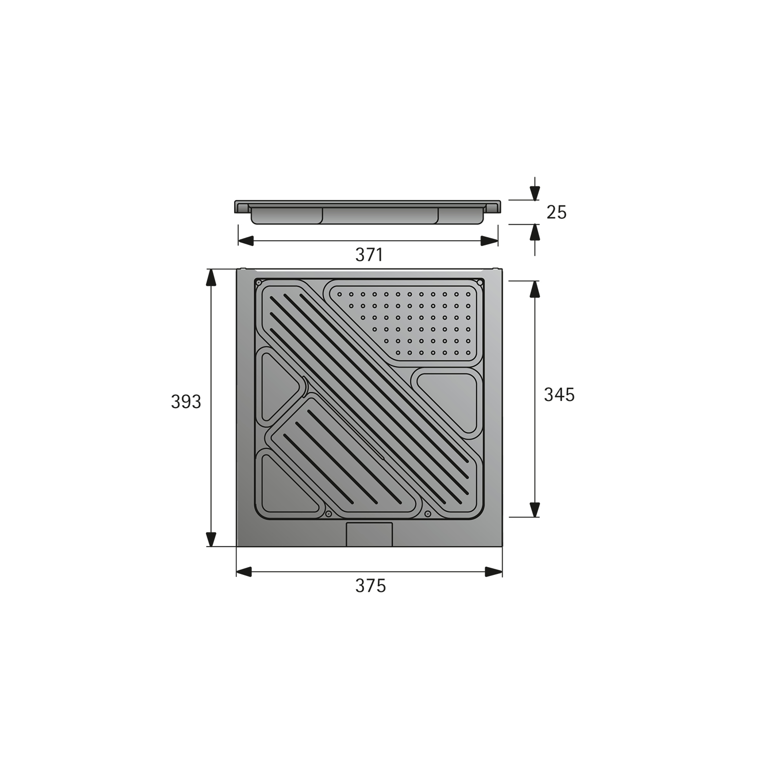 Bac à ustensiles de bureau, hauteur 25 mm, 380 / 392, aspect aluminium
