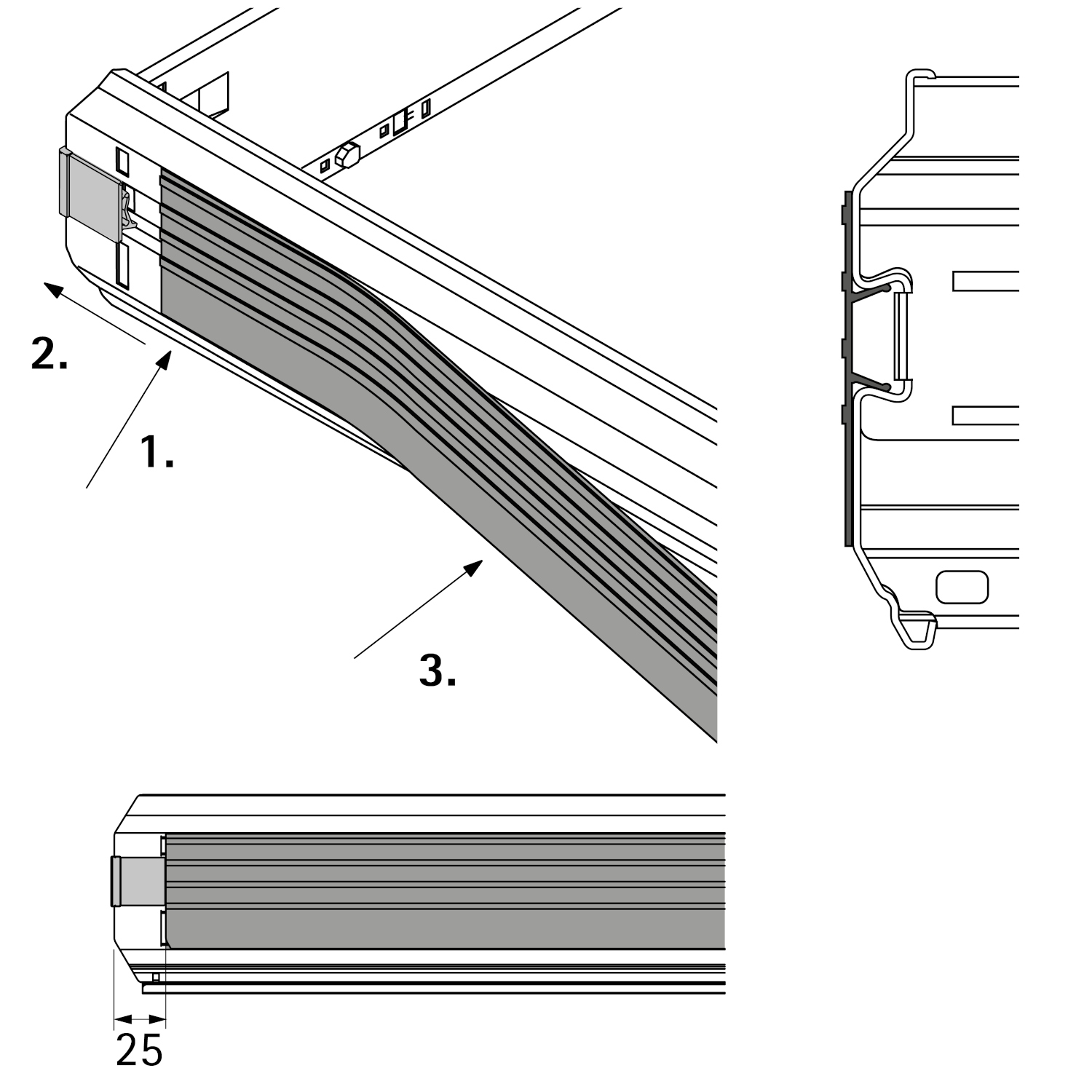 Afdekprofiel, zwart, 936 mm