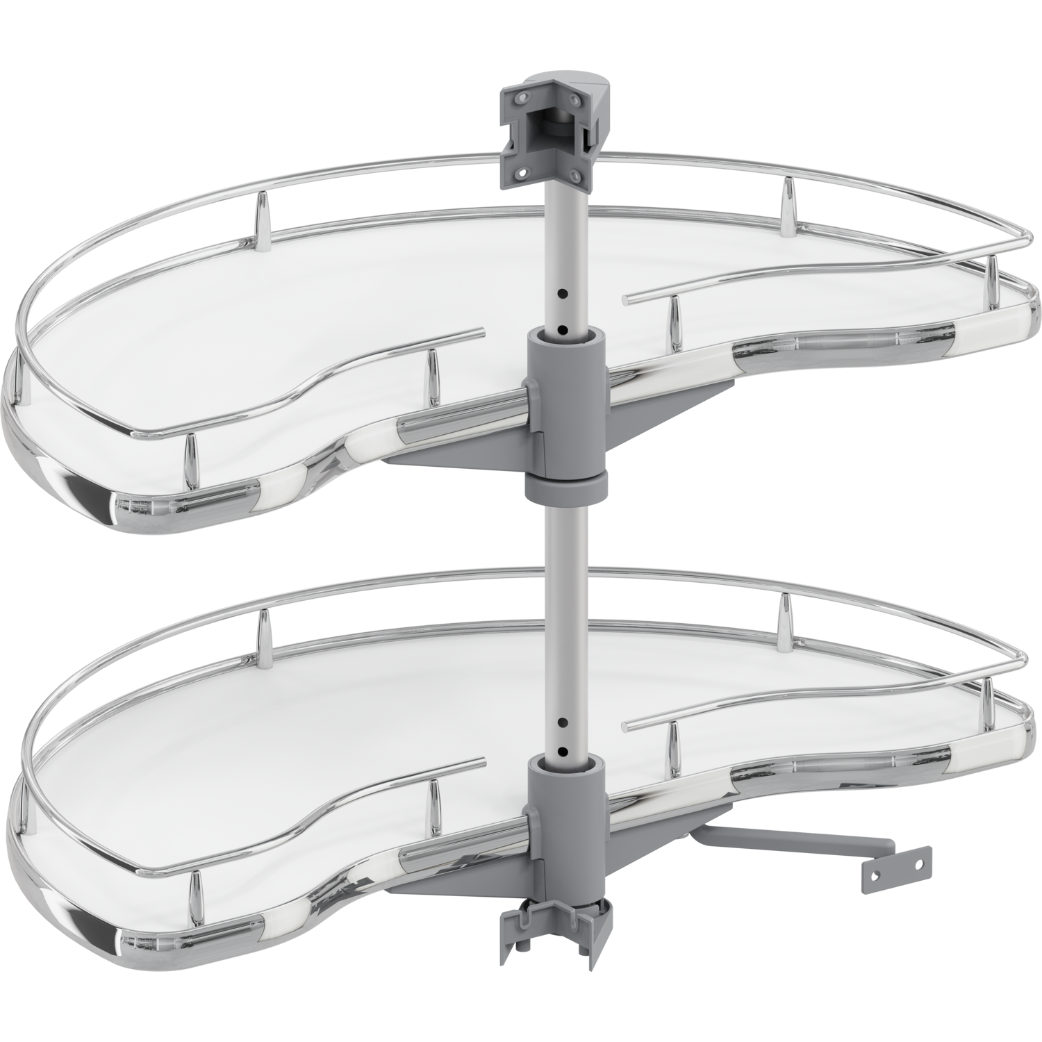 panier tournant 1/2 d:850mm bois blanc+chrome 