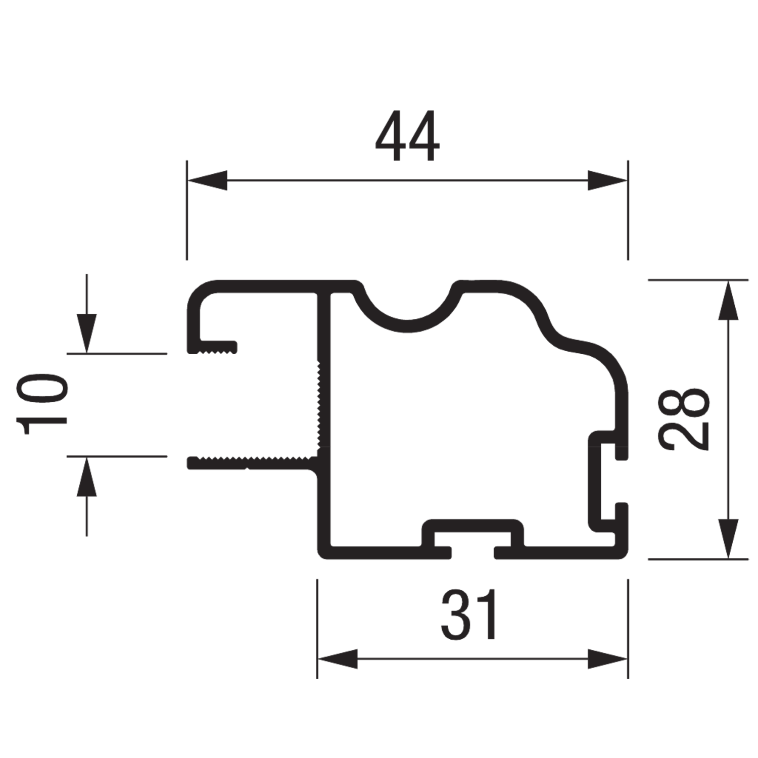Profil vertical TR10ML Terra 2.6m alu argent  