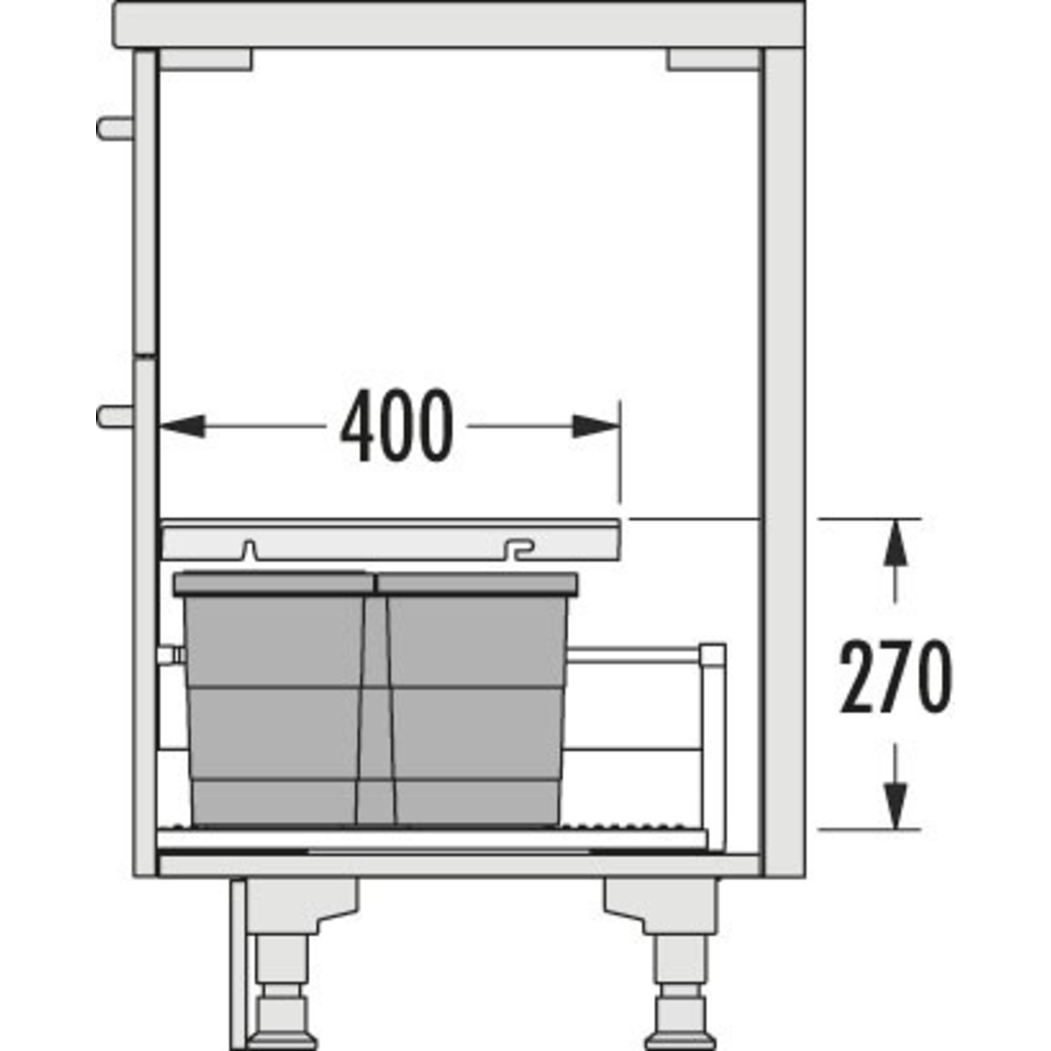 Hailo allegro k.60 cm h.220 mm 14+2x6,5l antraciet