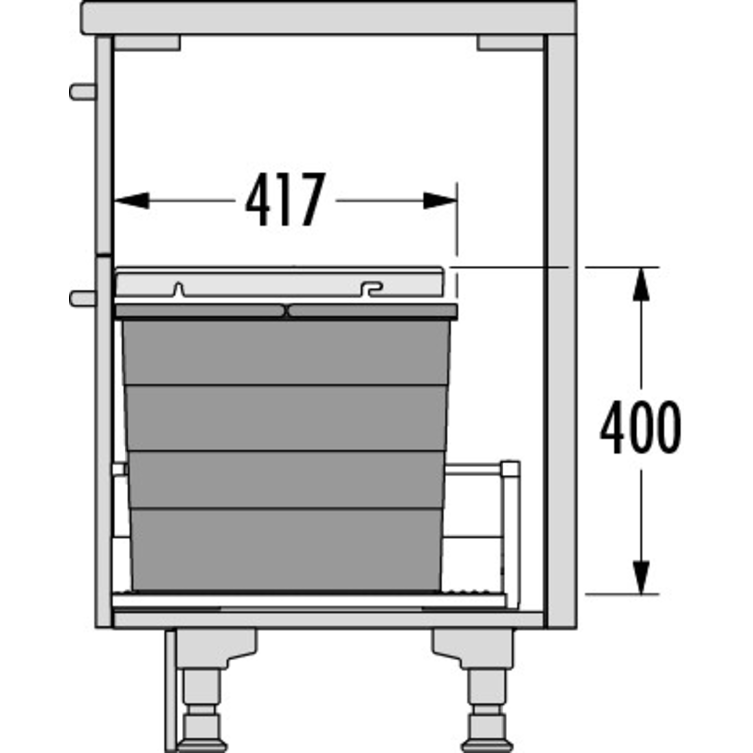 Hailo allegro c.60 cm h.350 mm 2x28l anthracite 