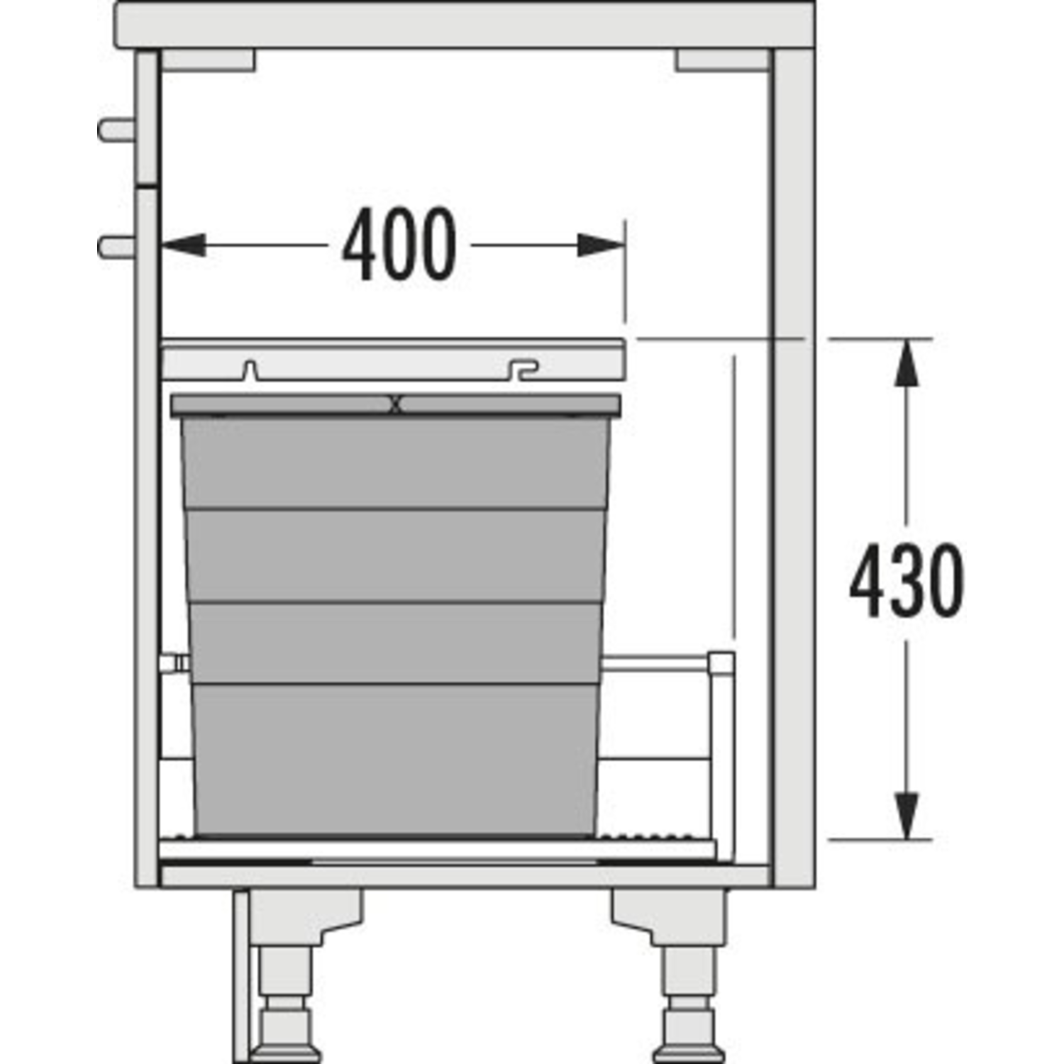 Hailo allegro c.60 cm h.380 mm 2x28l anthracite 
