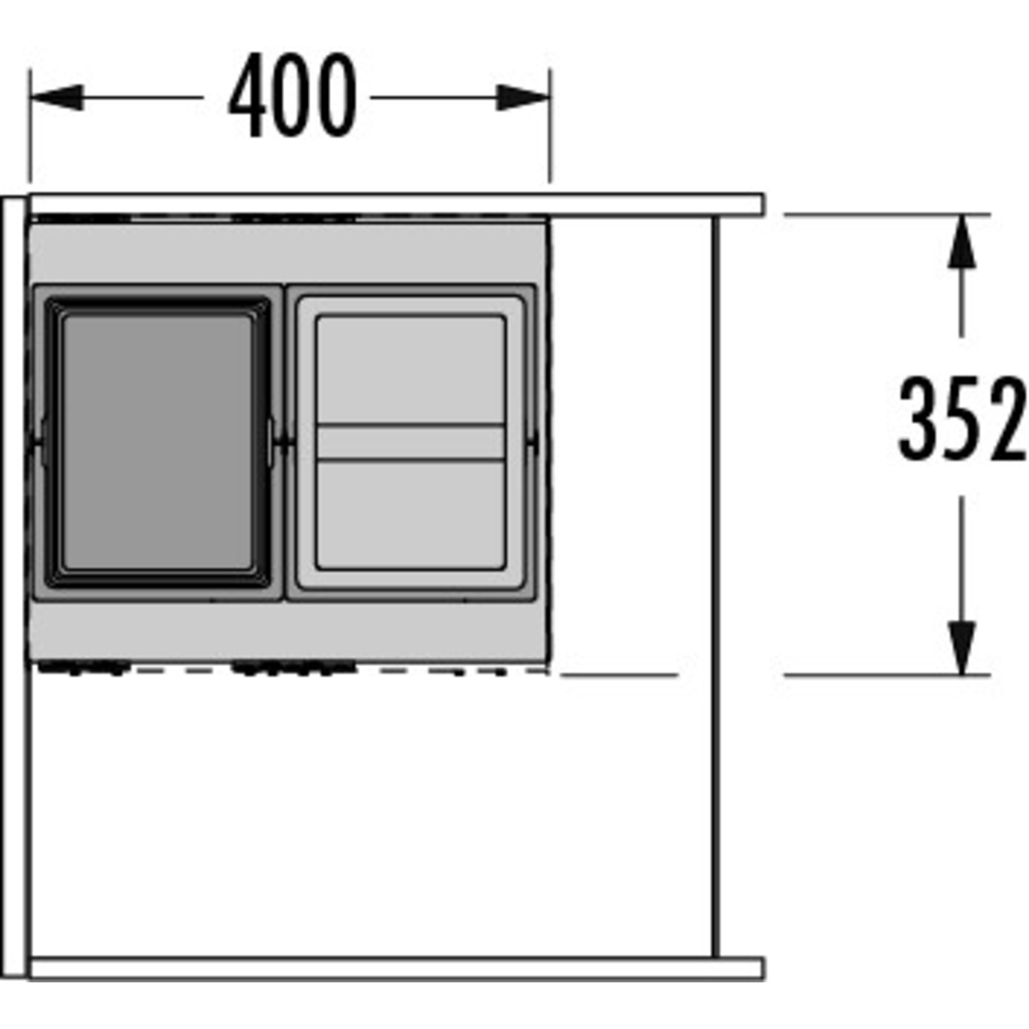 Hailo cargo aqua k.60cm 2 x 13l antraciet SoftClose - volledig uittrekbaar