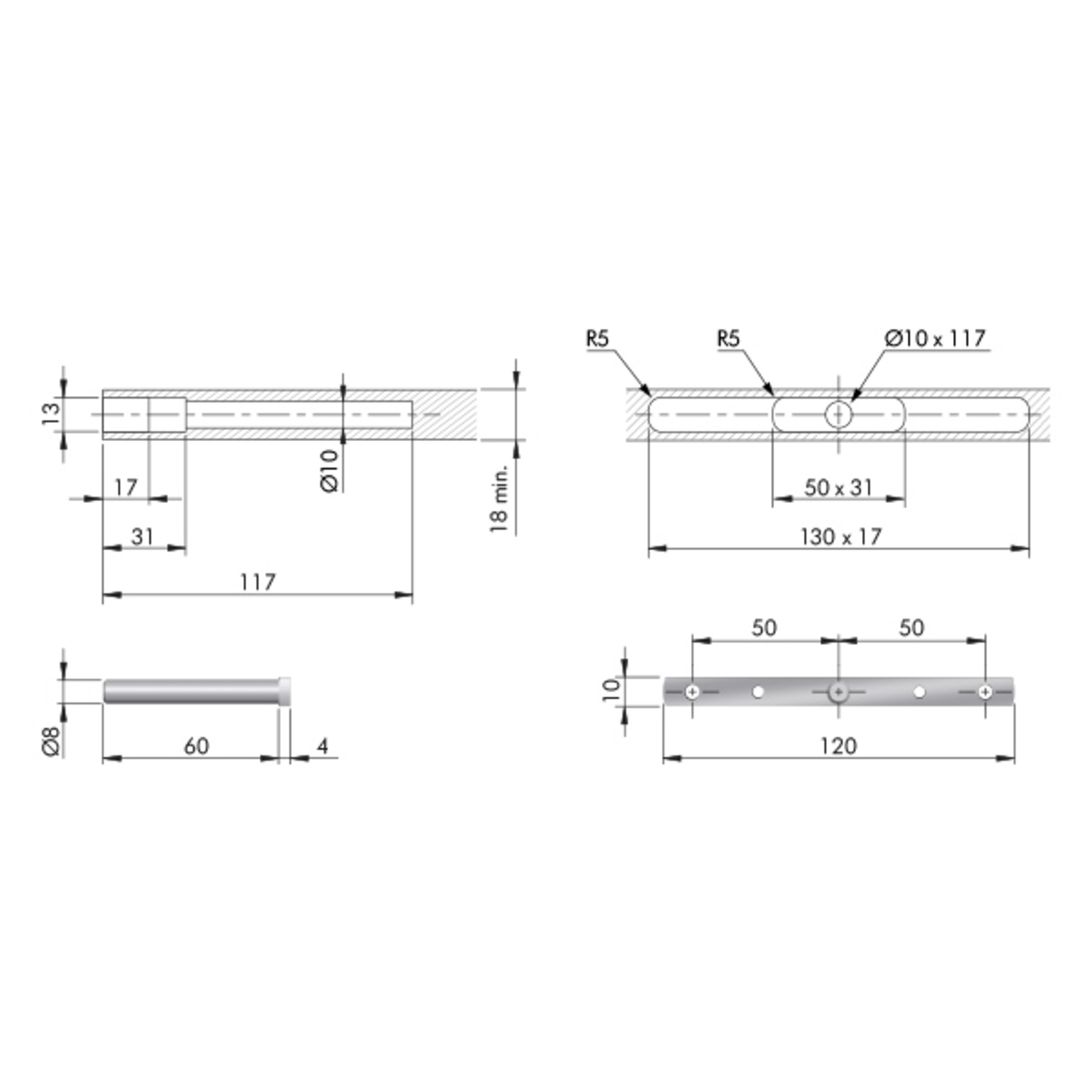 Plankdrager triade slim met beugel + schroeven