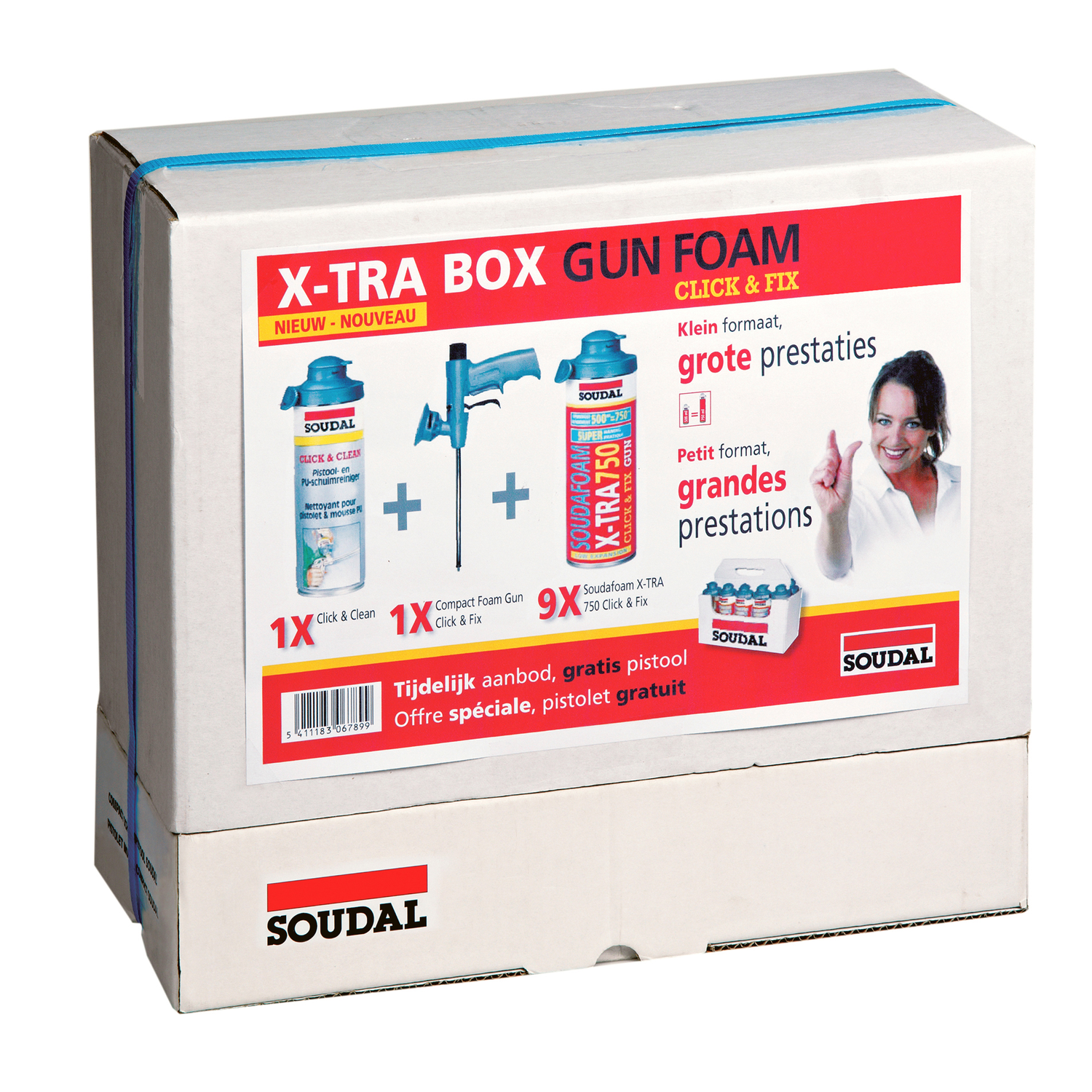 Set soudafoam x-tra 750 gun kit 9 x 500ml+1 x reiniger+1 x pistool