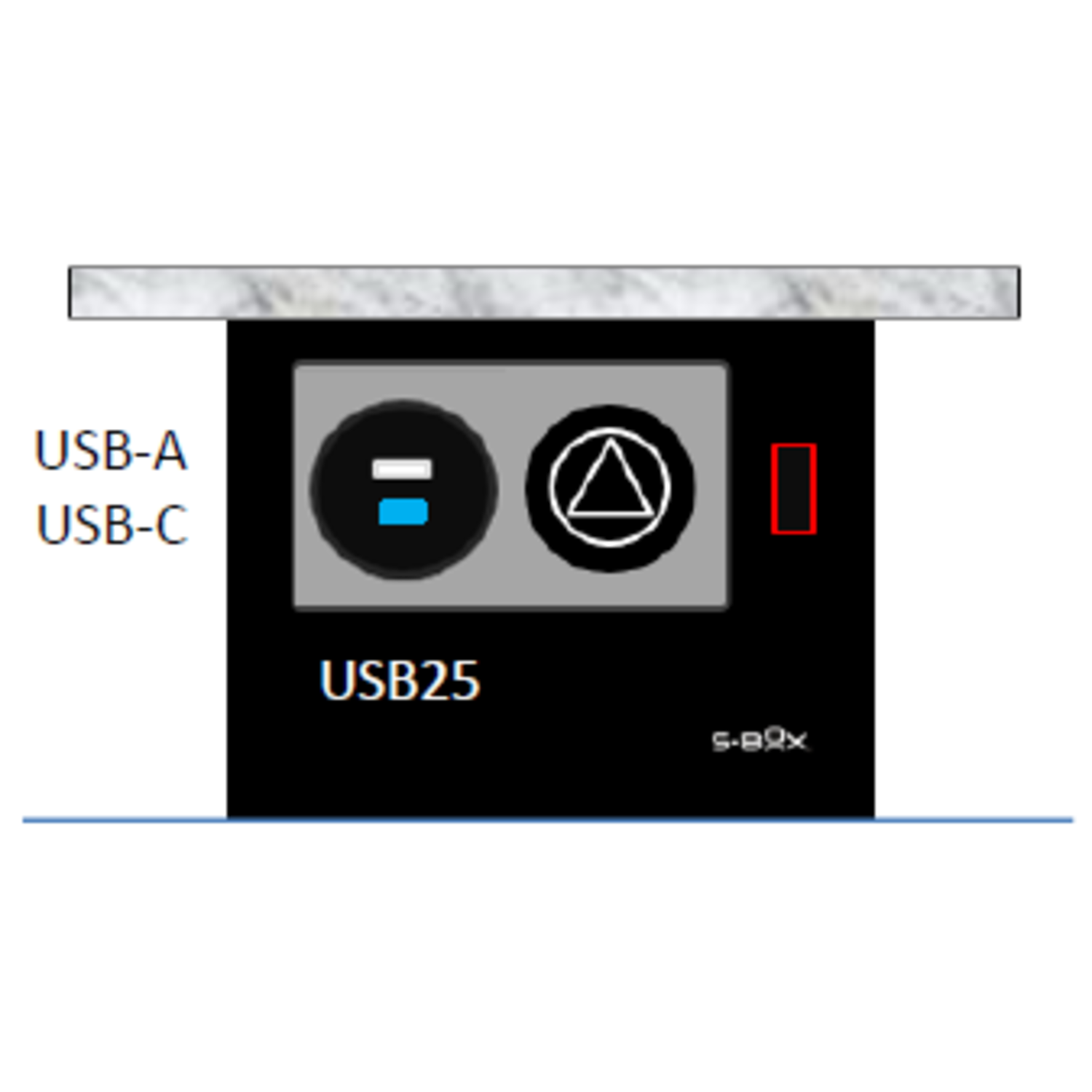 S-box mini inox nl-d-l  (1p+usb a/c 25w )  