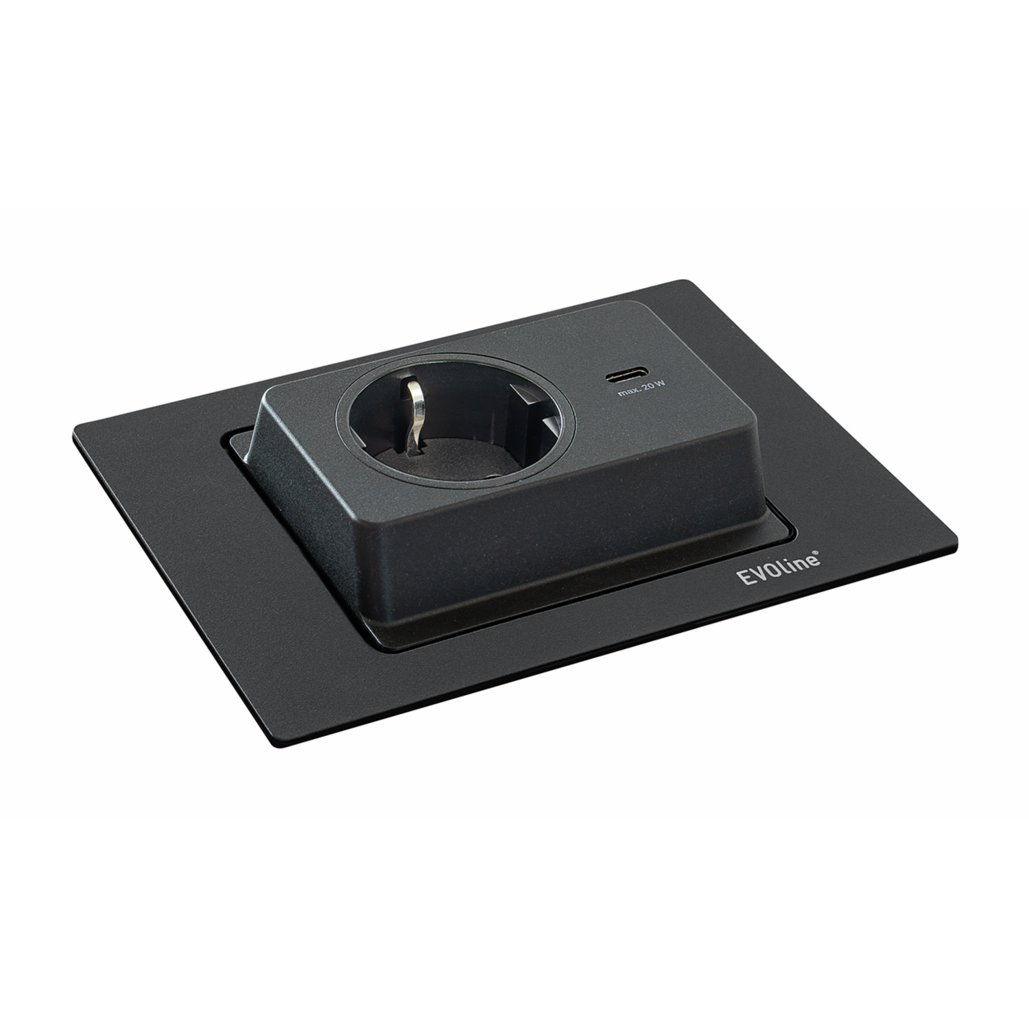 Spin zwart b-f 1 stopcontact + 1 usb C