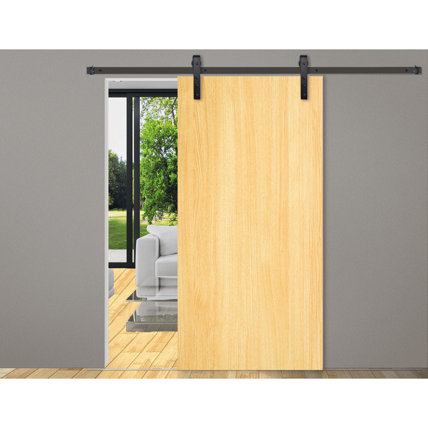 Casa schuifdeurset staal zwart 100kg l.2300mm voor deurbladbreedte 1010-1120mm