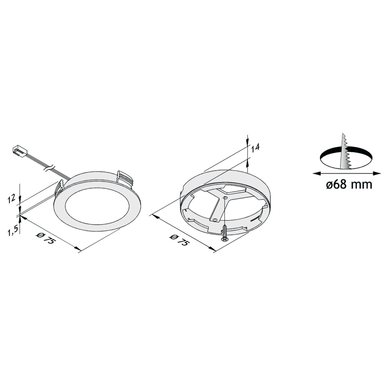 Hera set 4 x fr-68 Led 4w 24V 3000K look inox +transfo Led 30 