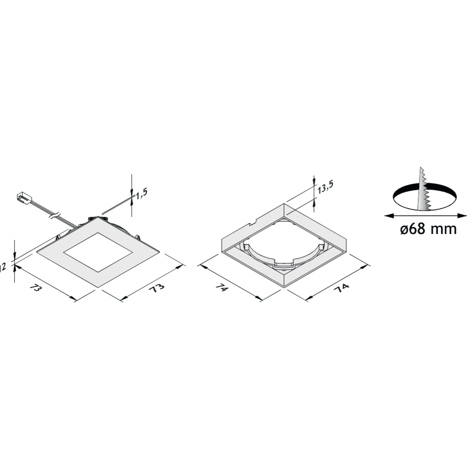 Hera set 2 x fq-68 Led 4w 24V 3000K look inox +transfo Led 15 