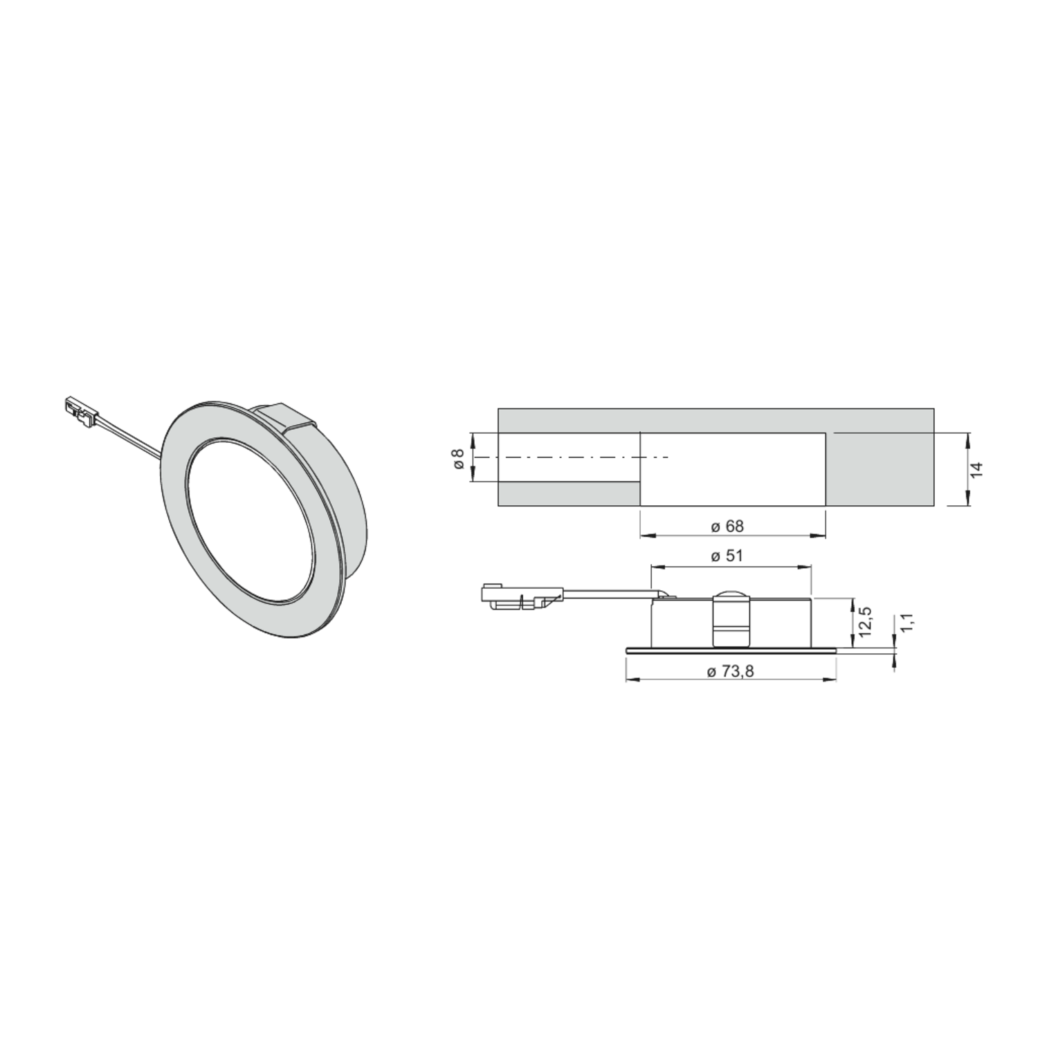 Led Emotion Chip 68 24V 2.5w look inox 