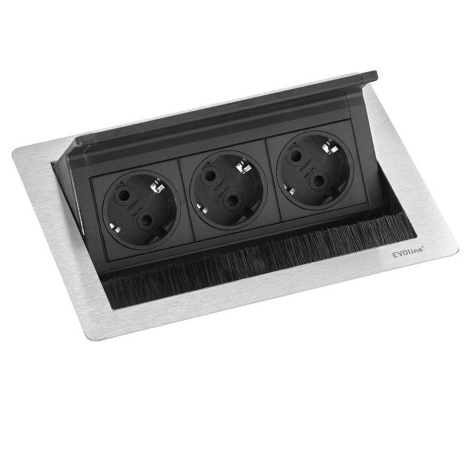 Evoline flip top push small rvs b-f3 stopcontacten 3 stopcontacten