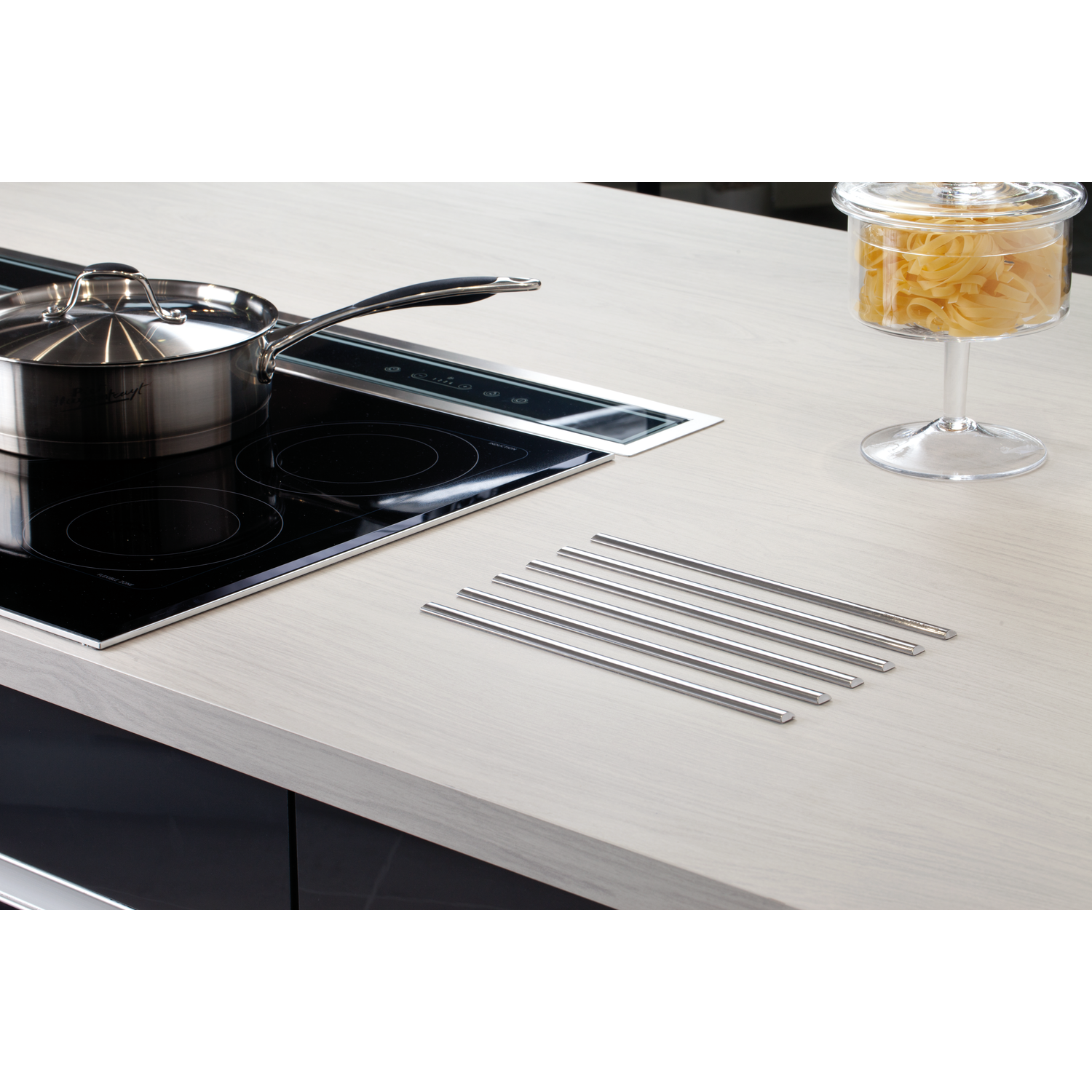 Repose-plat plan de travail inox 6 strips x 296mm  autocollant