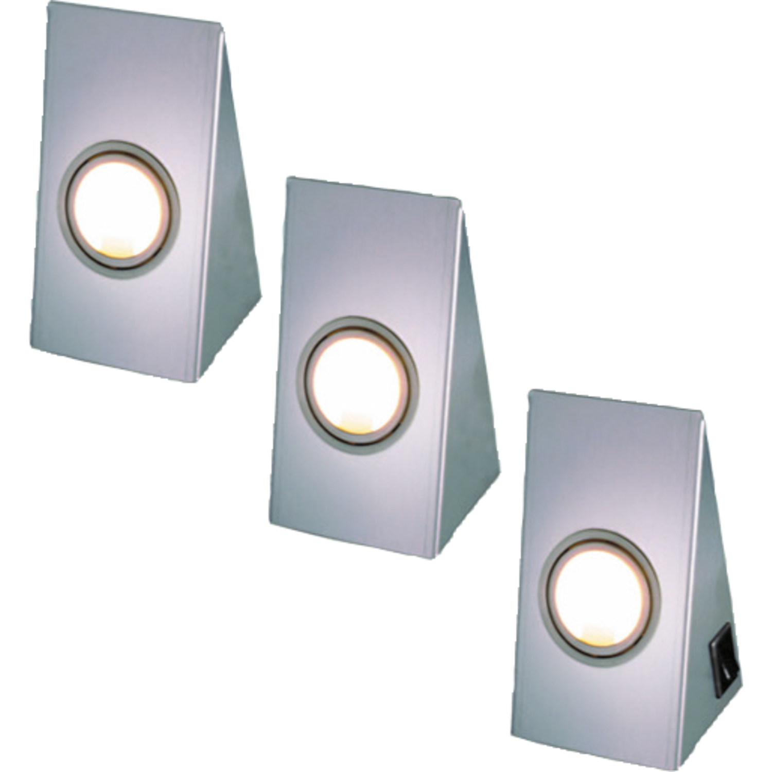 Set omega Led RVS 3x3W 4000K+interrupteur 