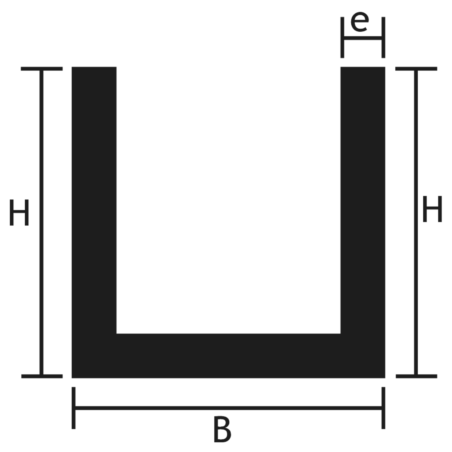 Profilé aluminium mat U