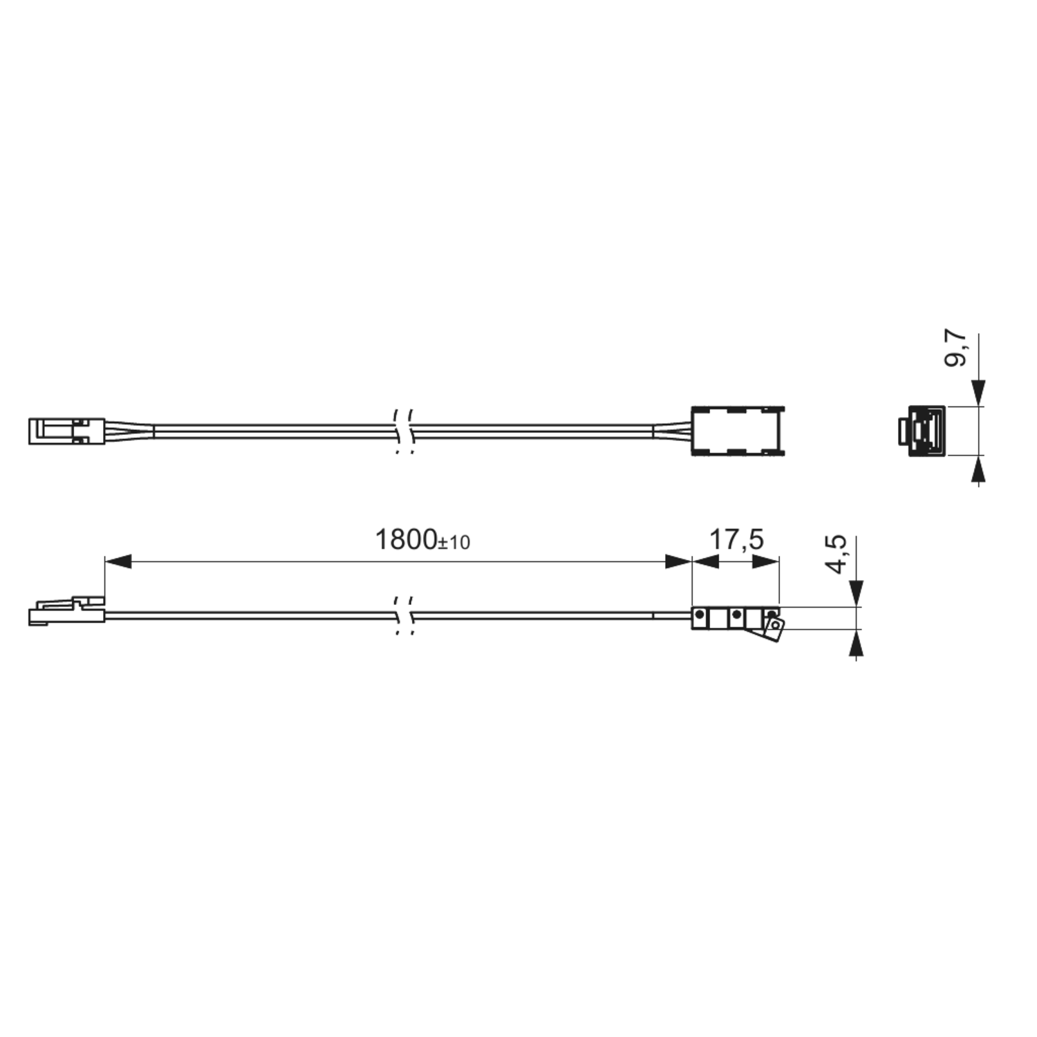 Aansluitkabel l1800mm COB/SMD 8mm 12v