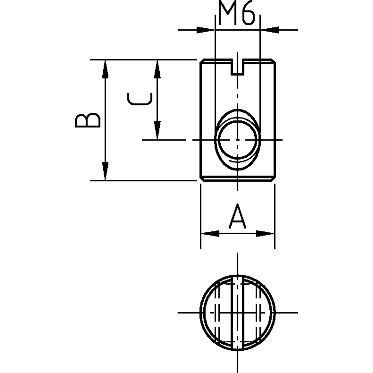 Ecrous M6-15.8x11x5.5mm rond sans bord zingué 