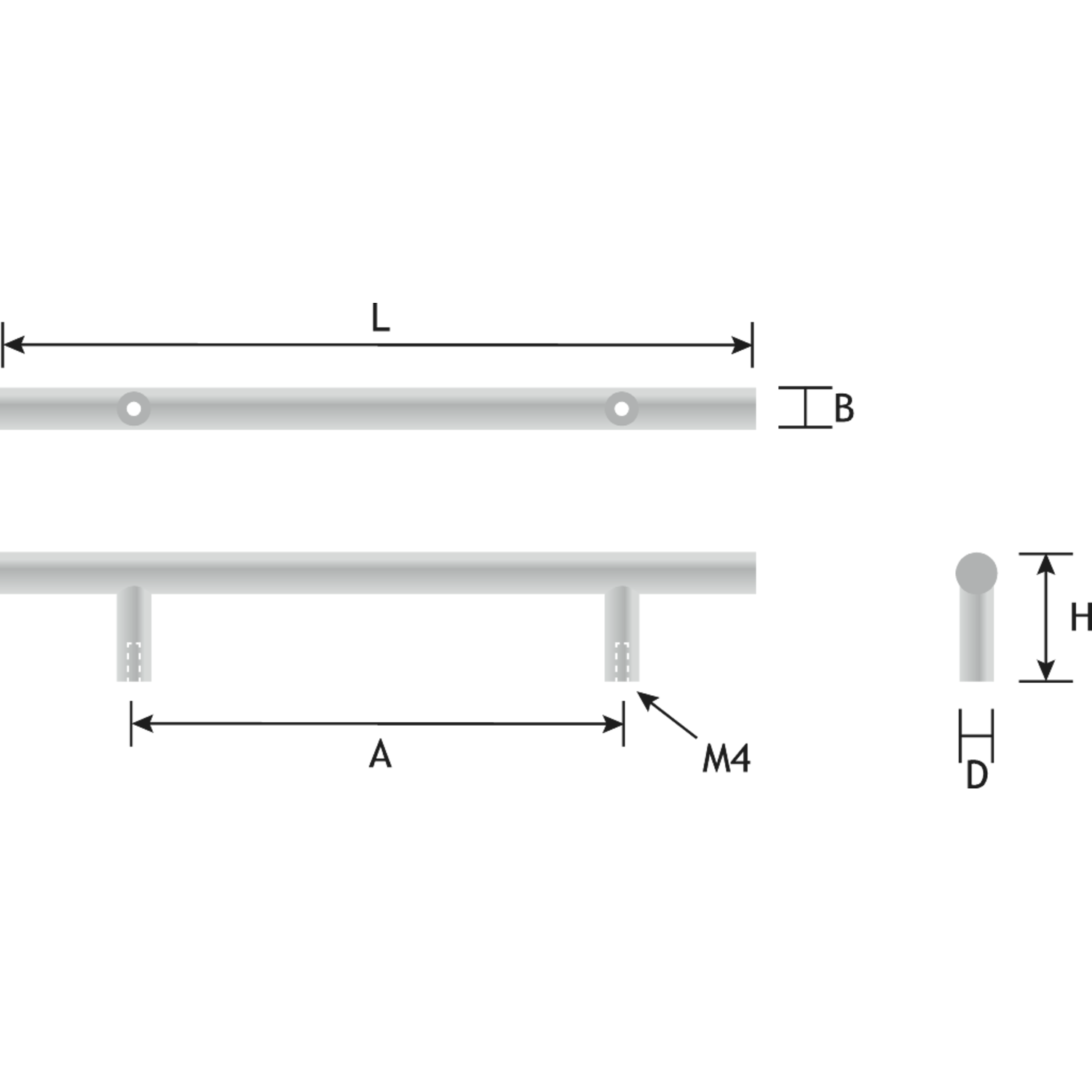 Poignee 240mm(160mm) inox look 