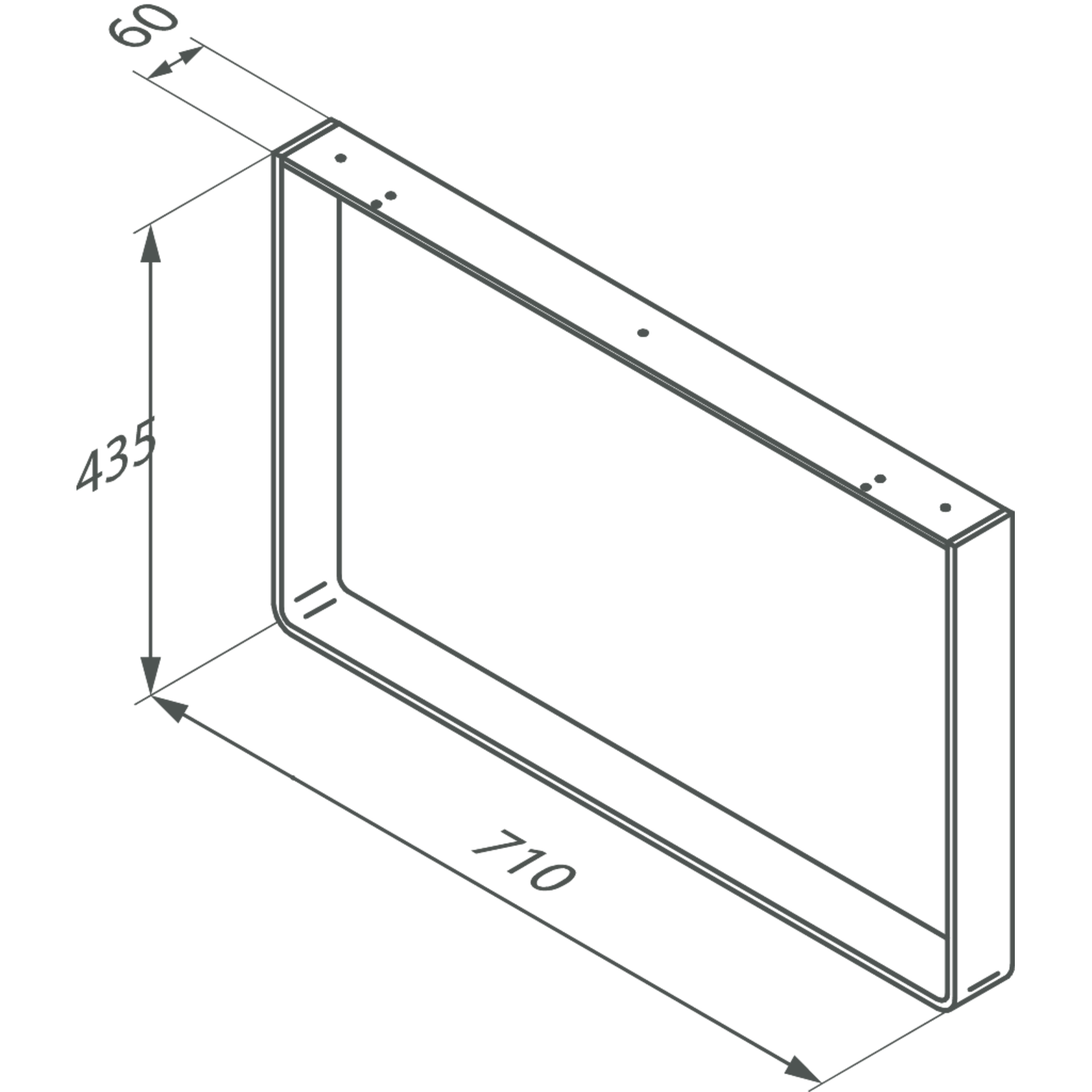 Pied u meuble chrome h=435mm/l=710mm  