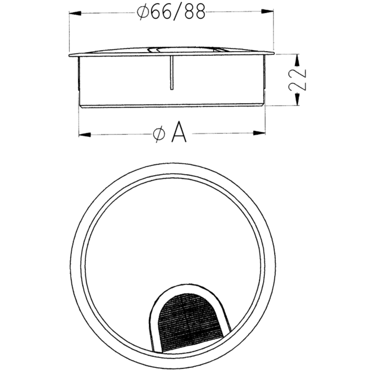 Passe cable d.80mm metale inox-look  