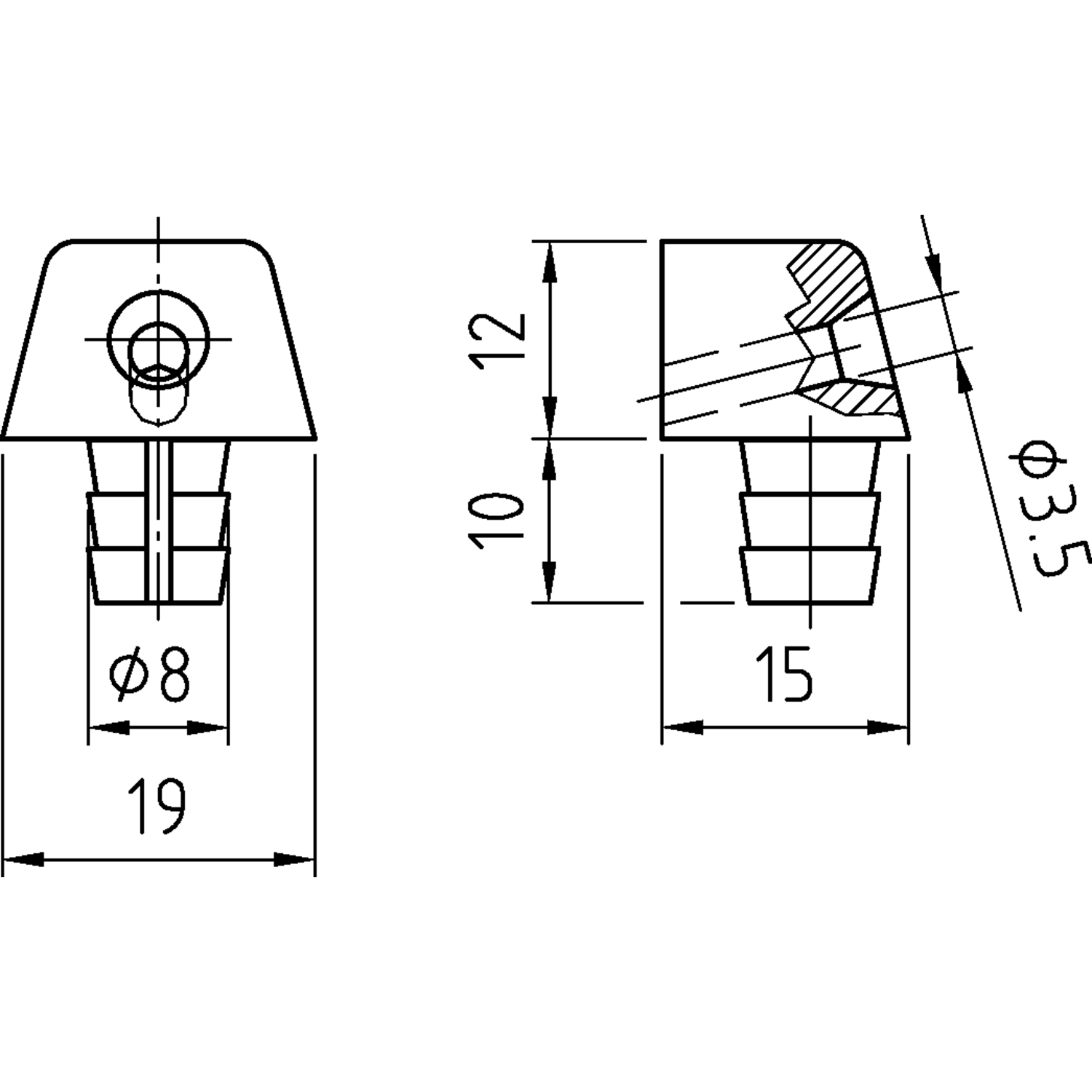 Kastverbinder ks wit kunststof 8mm/9mm