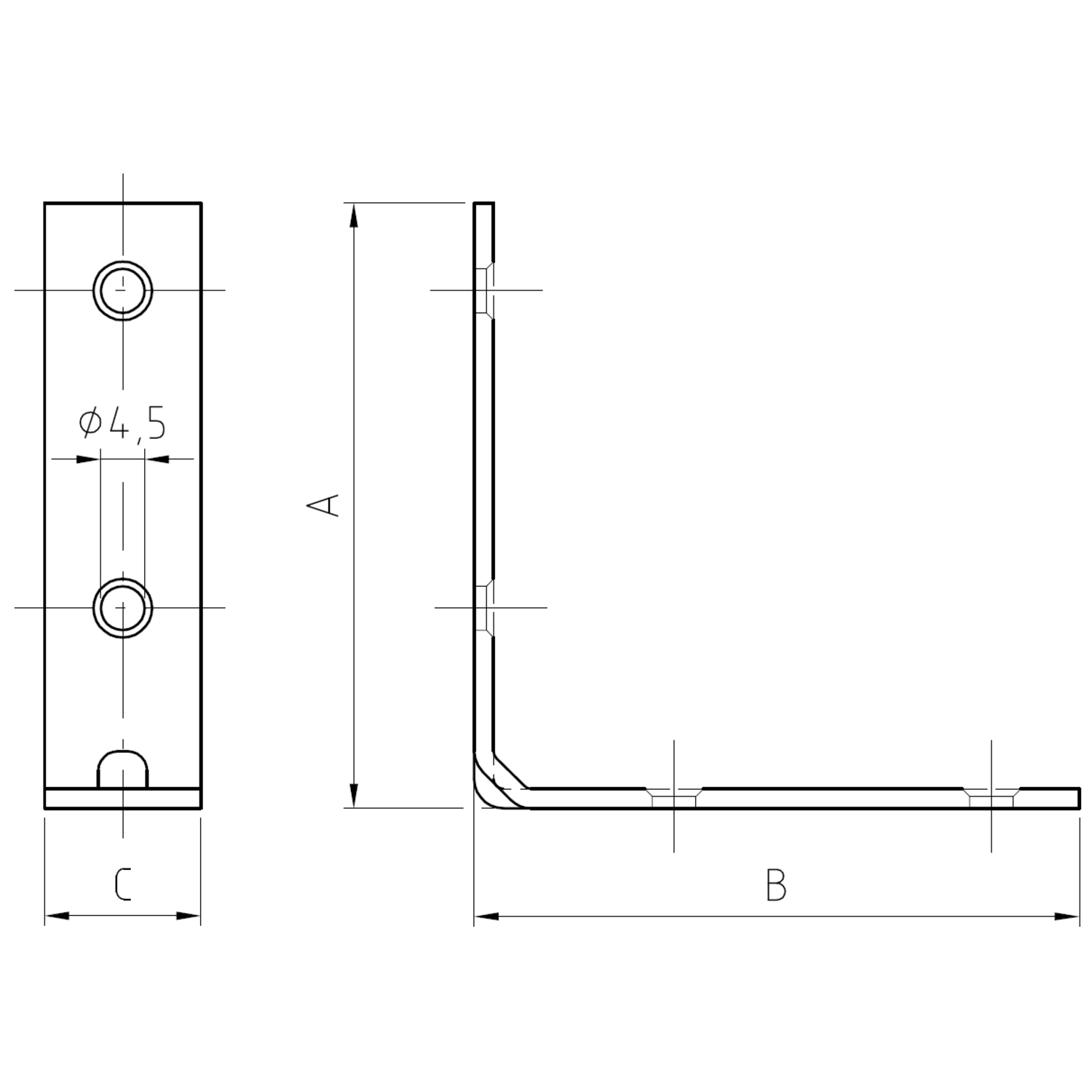 Stoelhoeken 100mm 4 ijzer verzinkt