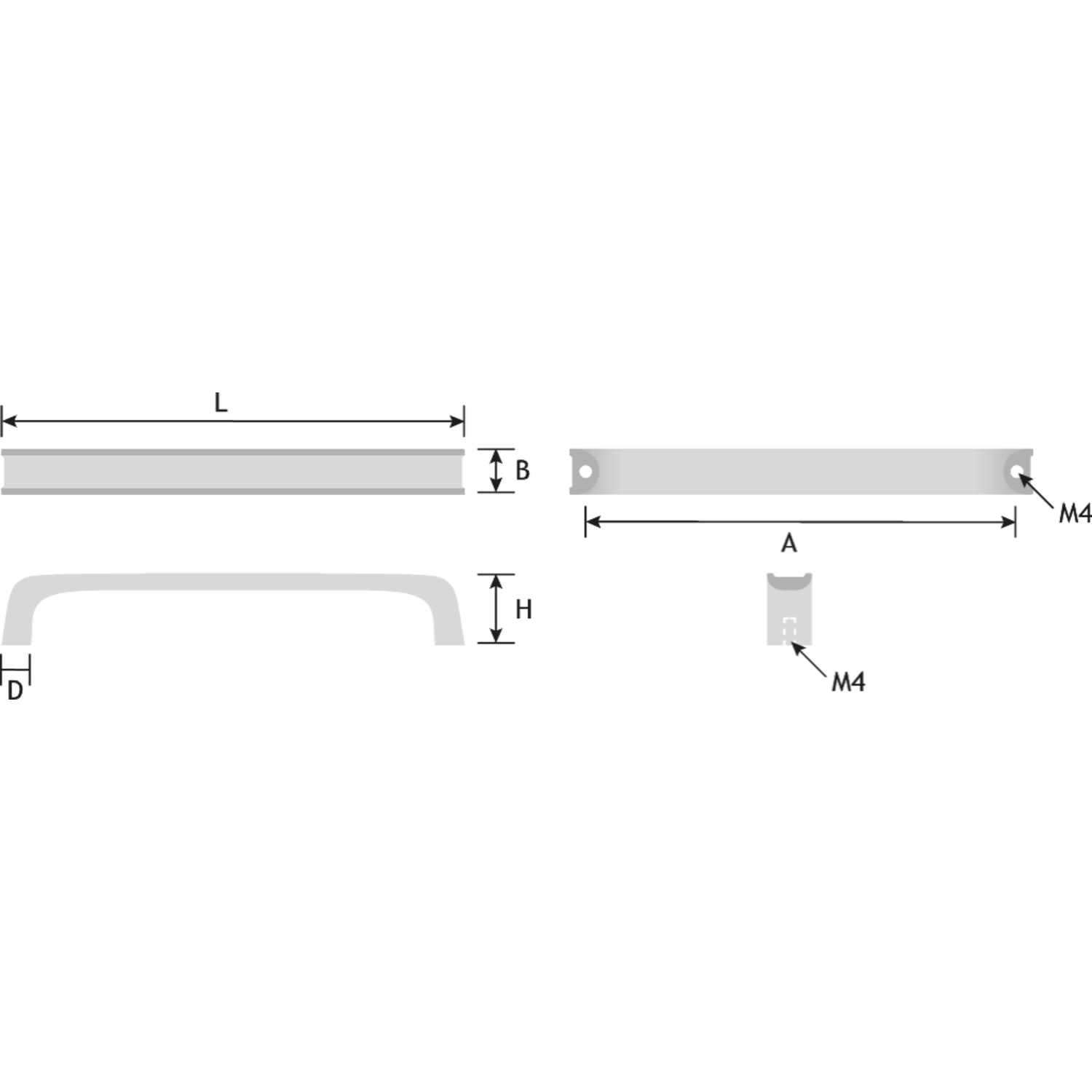 Greep rel metaal zwart gunmetal ba 160mm l172mm