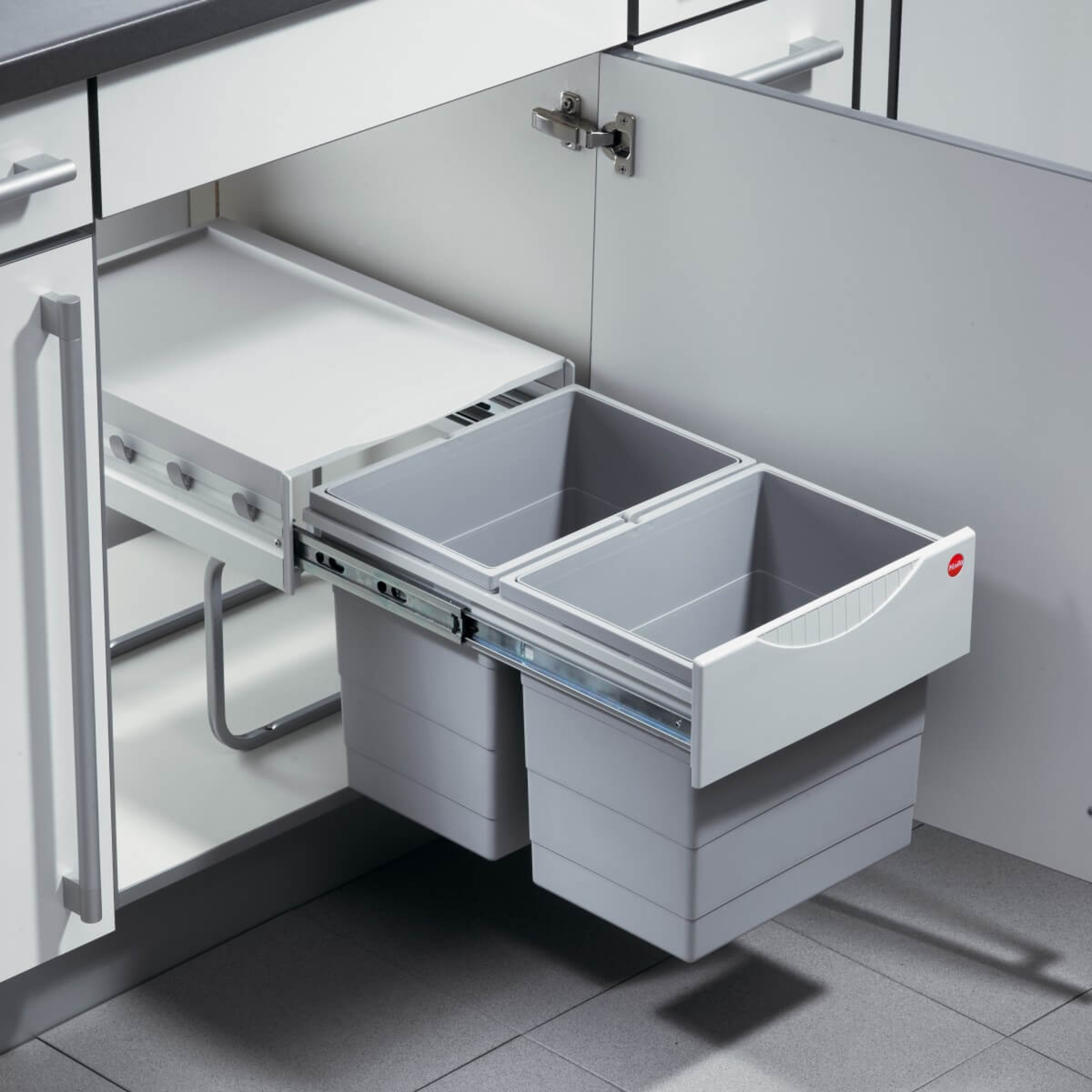 Hailo tandem R ii poubelle 2x18l gris 