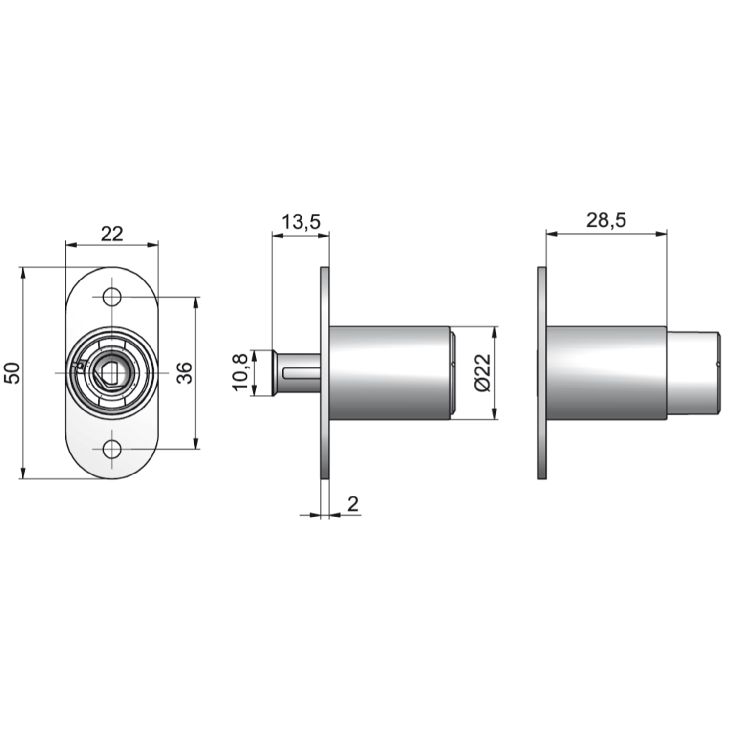 Serrure à poussoir 792 VCS 19.2 pour porte coulissante