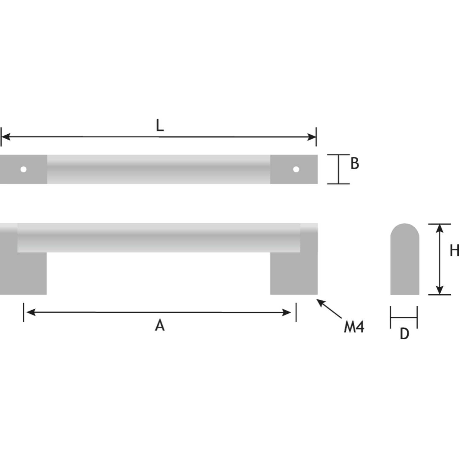 poignée  boss dist.409mm dia.22mm inox-loo 