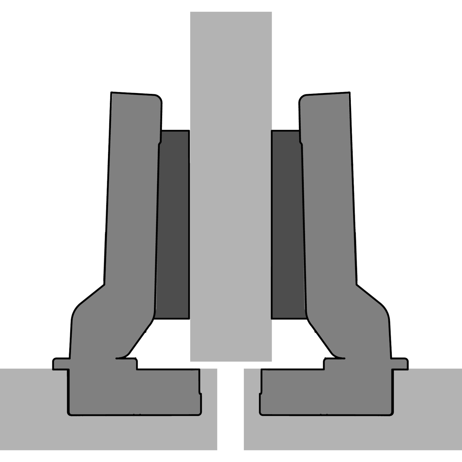 Veosys 105° - roestvrijstalen scharnier, half opliggend, TH - boorbeeld 52 x 5,5 mm, voor schroefbevestiging (-)