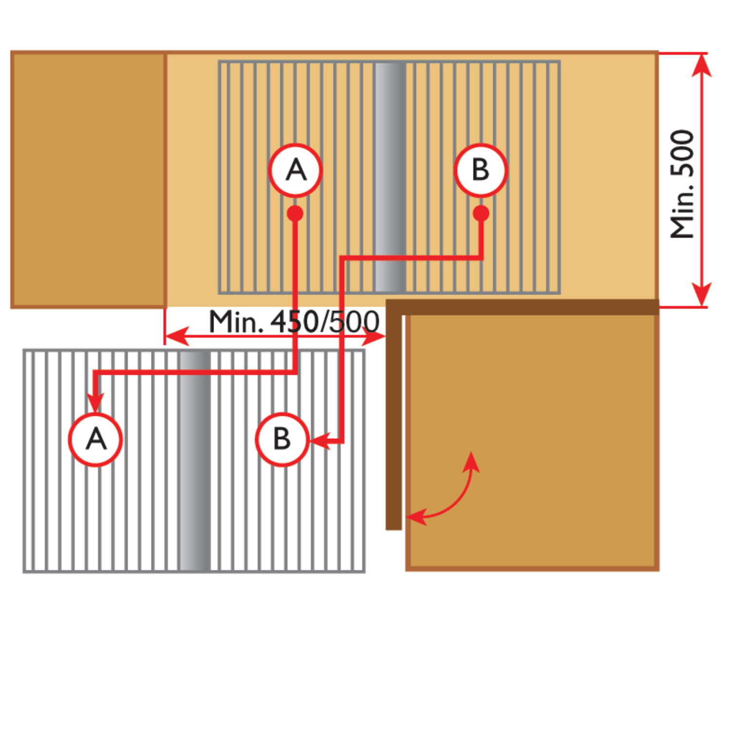 Rational corner Soft Close 450mm links chroom