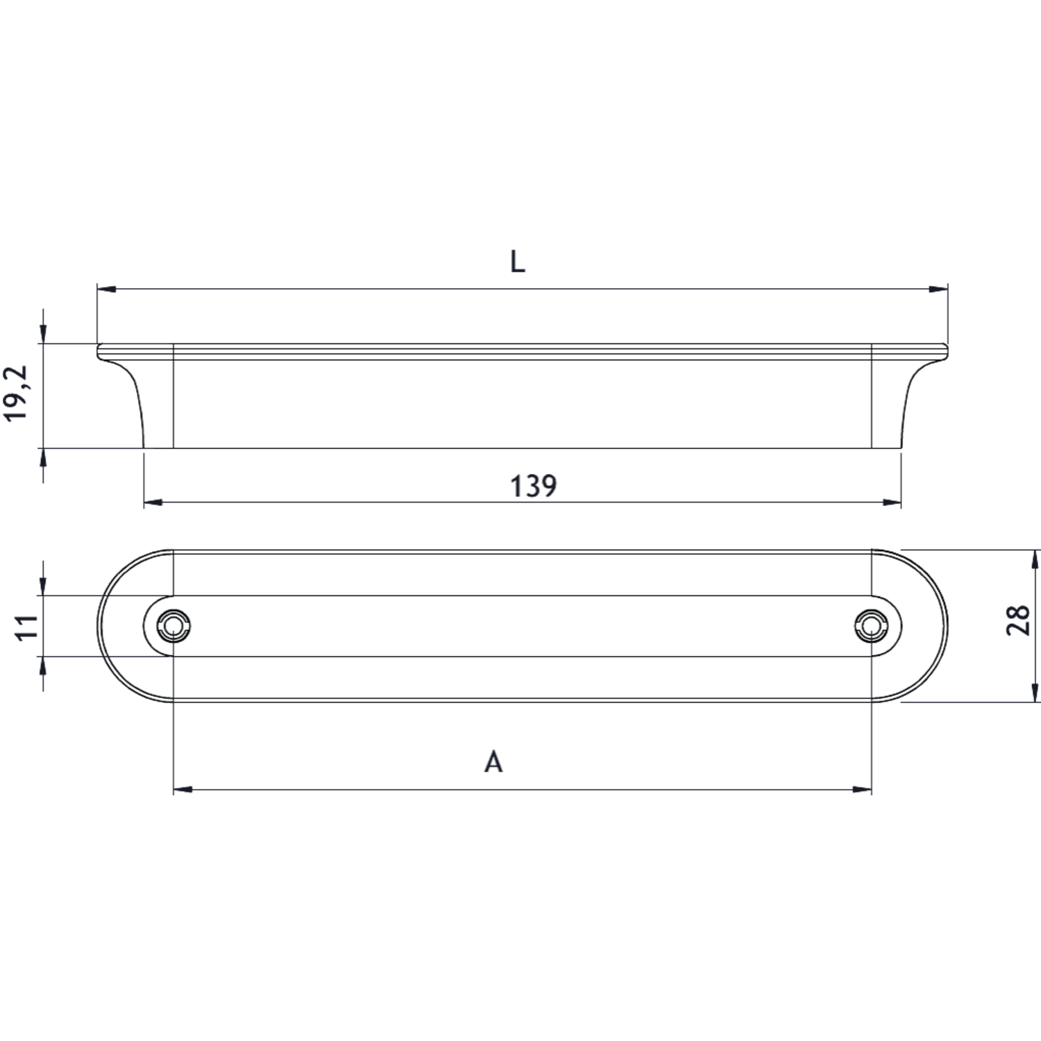 Greep TUBA BA128 L156 walnoot