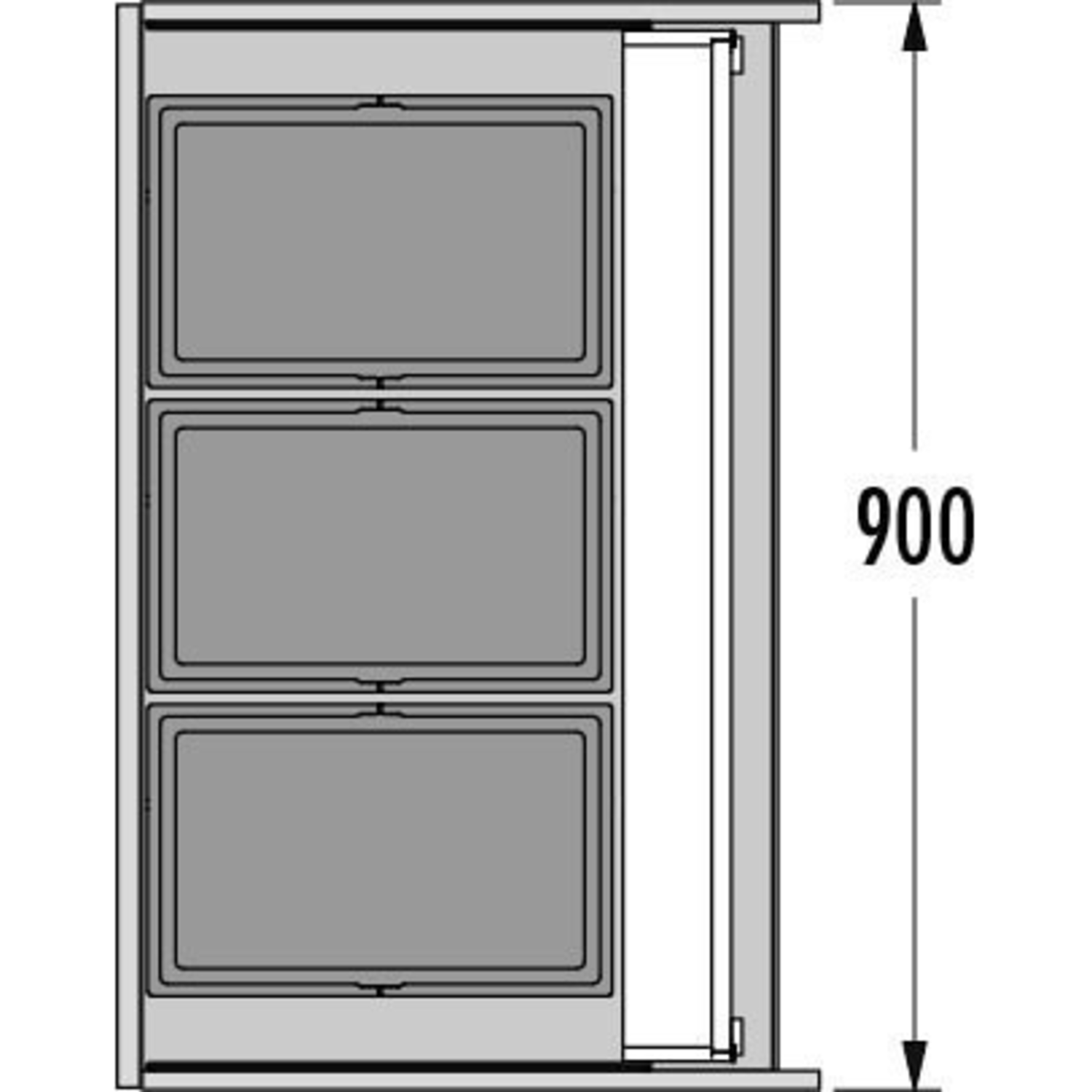 Poubelle hailo triple XL 90cm 84l 3 x 28l 