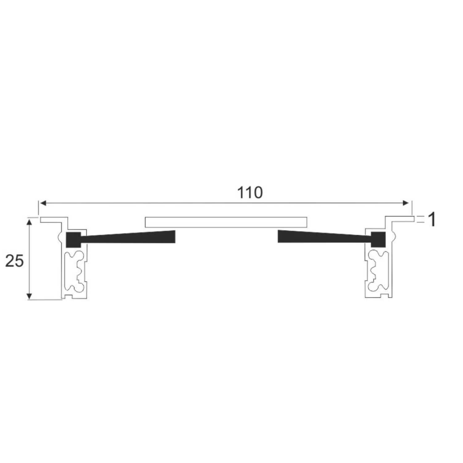 Kabeldoorvoer Exit duo alu 110x320x25mm+deksel