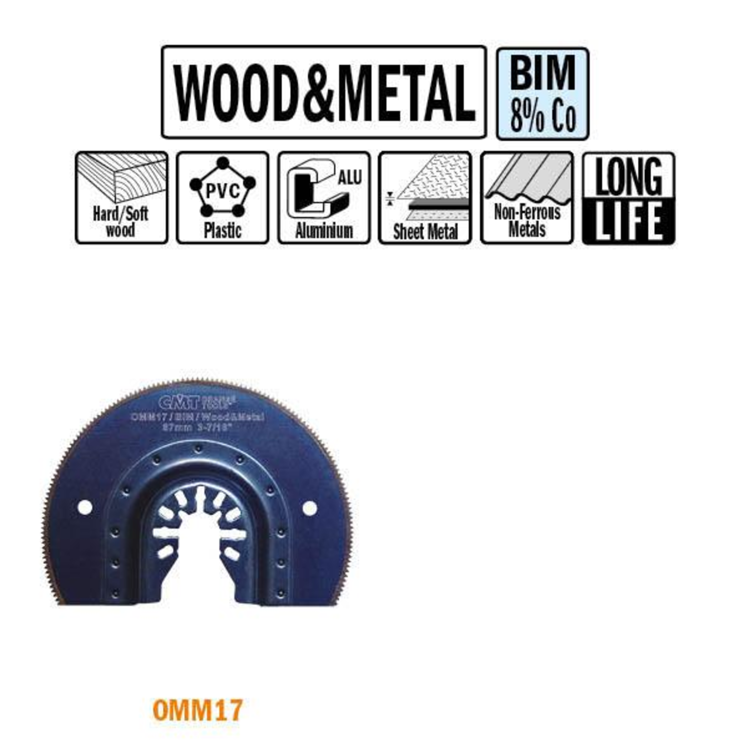 87 mm rond zaagblad hout/metaal bim 8% co-h=87 /z=20