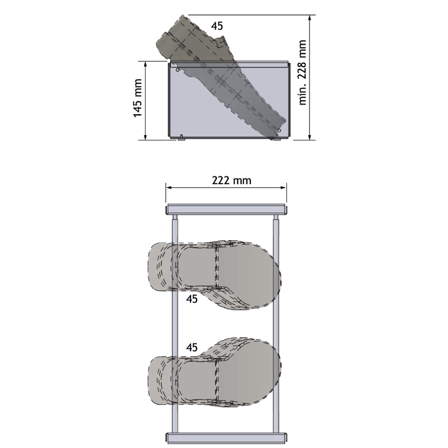 Chic line porte chaussures anthracite l.900-1000mm 