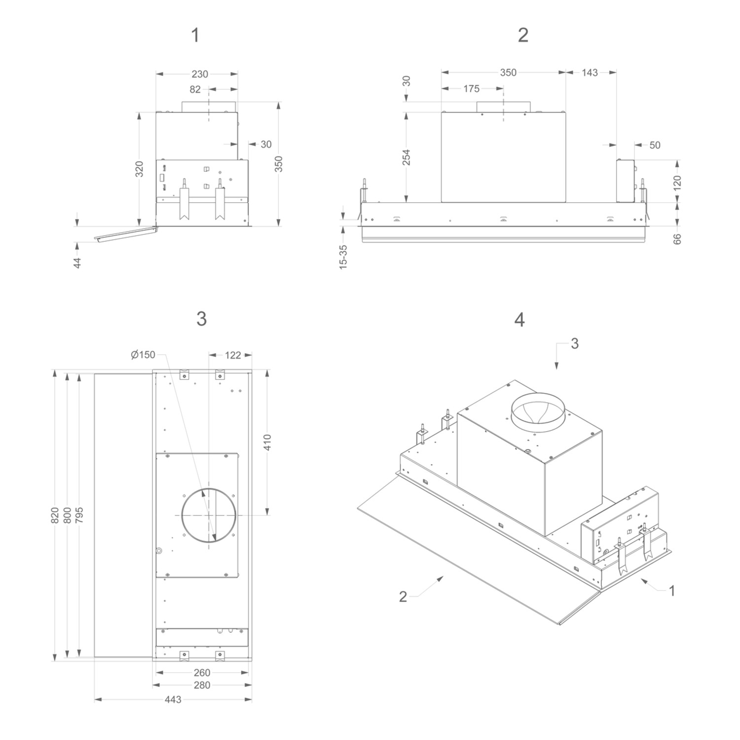Novy Fusion 90 cm blanc hotte téléscopique 