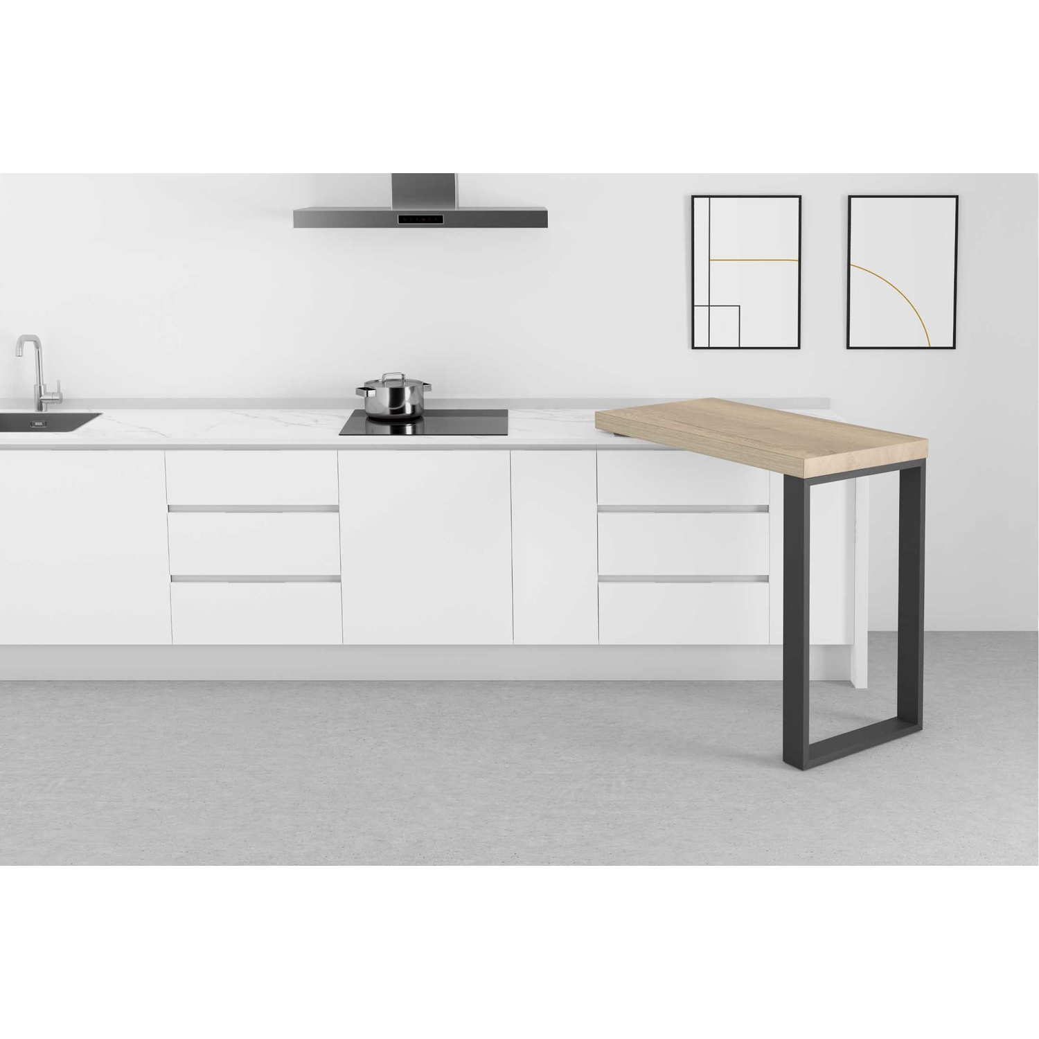Tablette mobile 90° alu anthrac 800x550mm gauche 