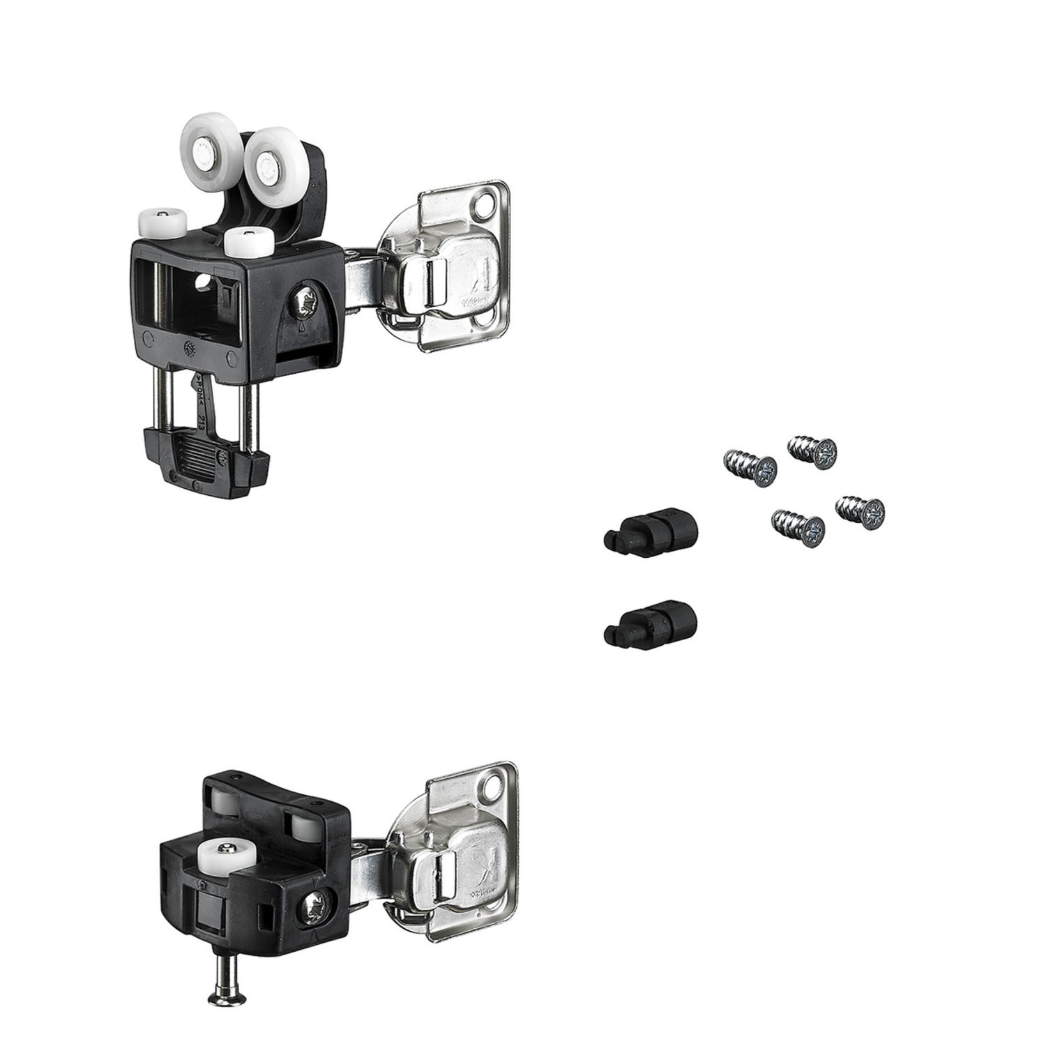 WingLine L, Kit de pièces de coulissage avec guidage par le bas, sans fermeture automatique, 12 kg, noir, à droite