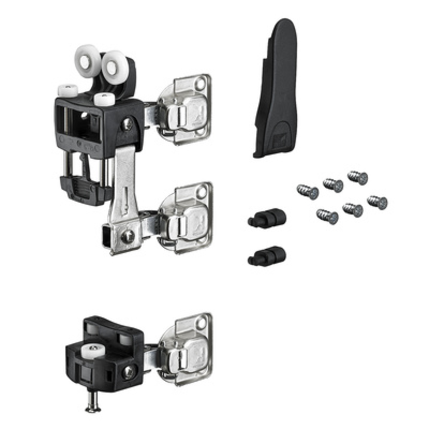 WingLine L, Kit de pièces de coulissage avec guidage par le bas, sans fermeture automatique, 25 kg, noir, à droite