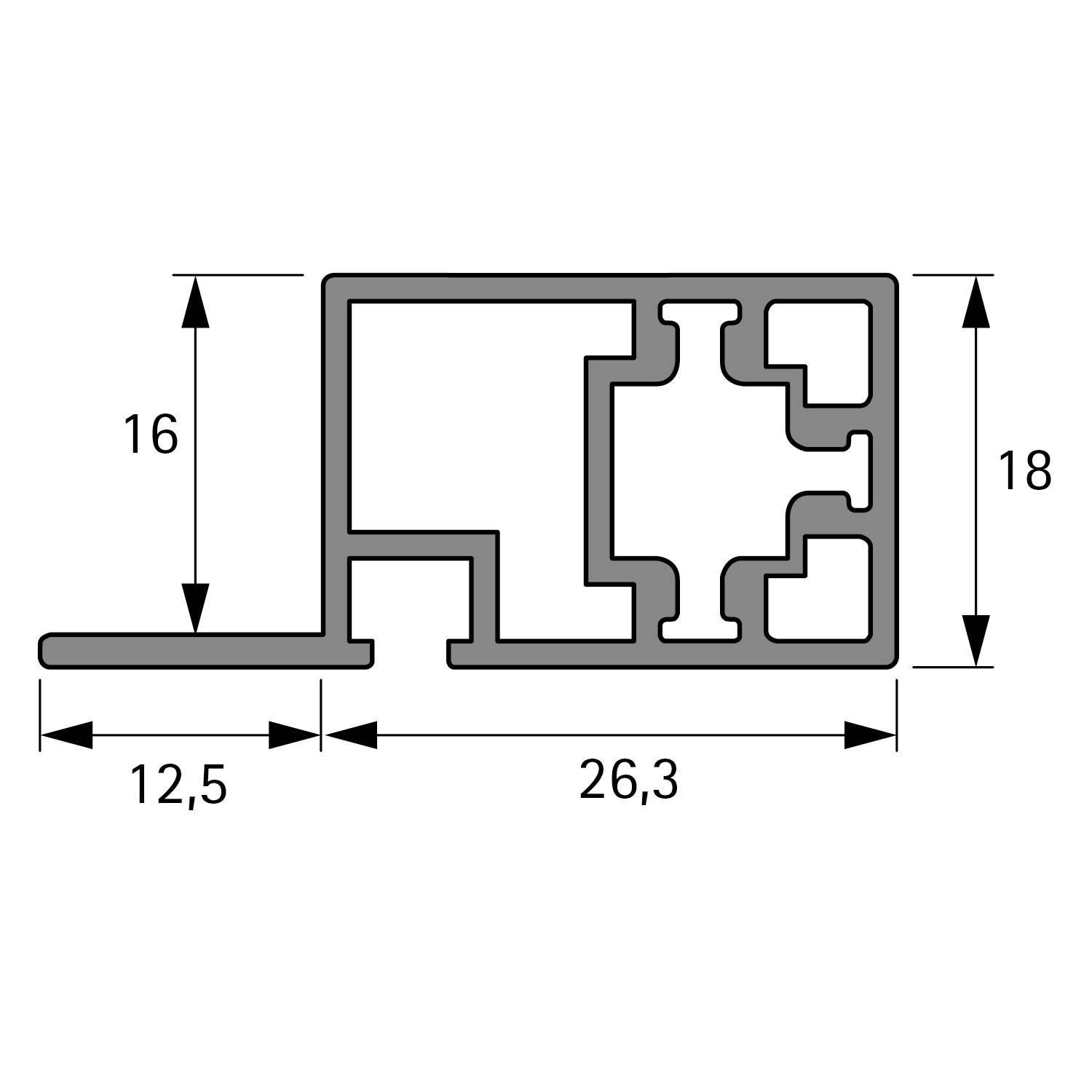 Cadro Profilé pour porte coulissante rentrante, en haut, 3000 mm, Aspect inox