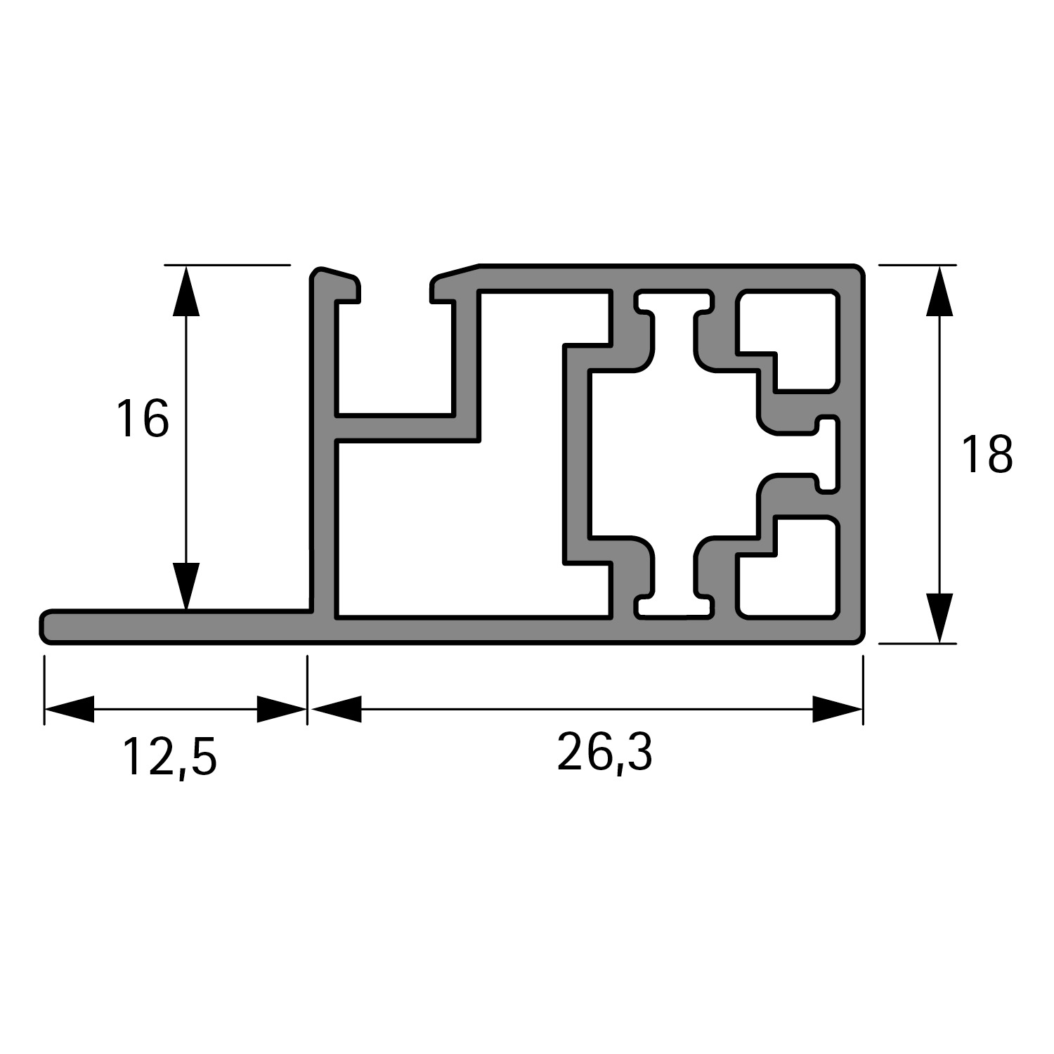 Cadro Profilé pour porte coulissante rentrante, en bas, 3000 mm, noir mat