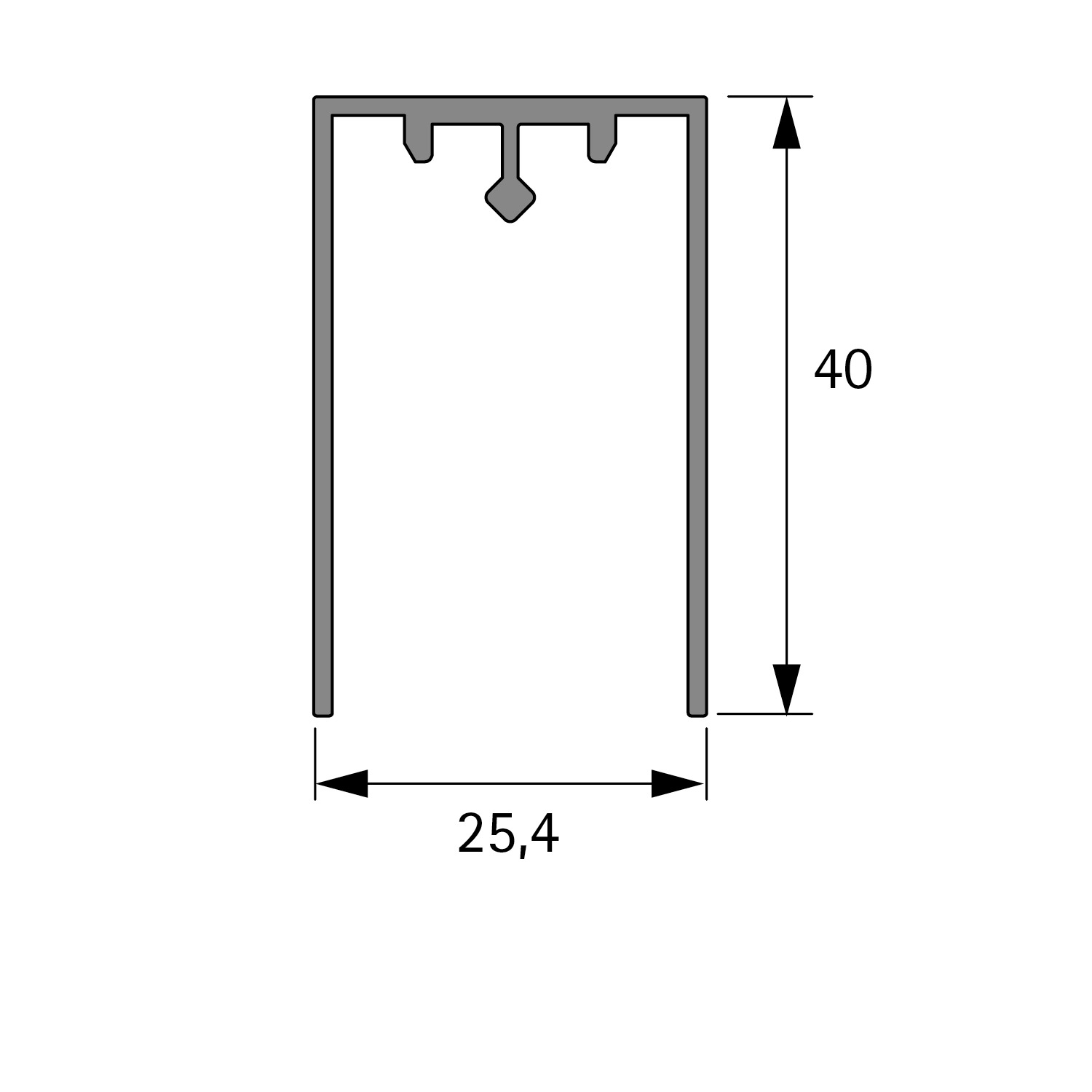 Cadro Profilé en U AvanTech YOU / Actro YOU / Actro 5D, 3000 mm, Aspect inox