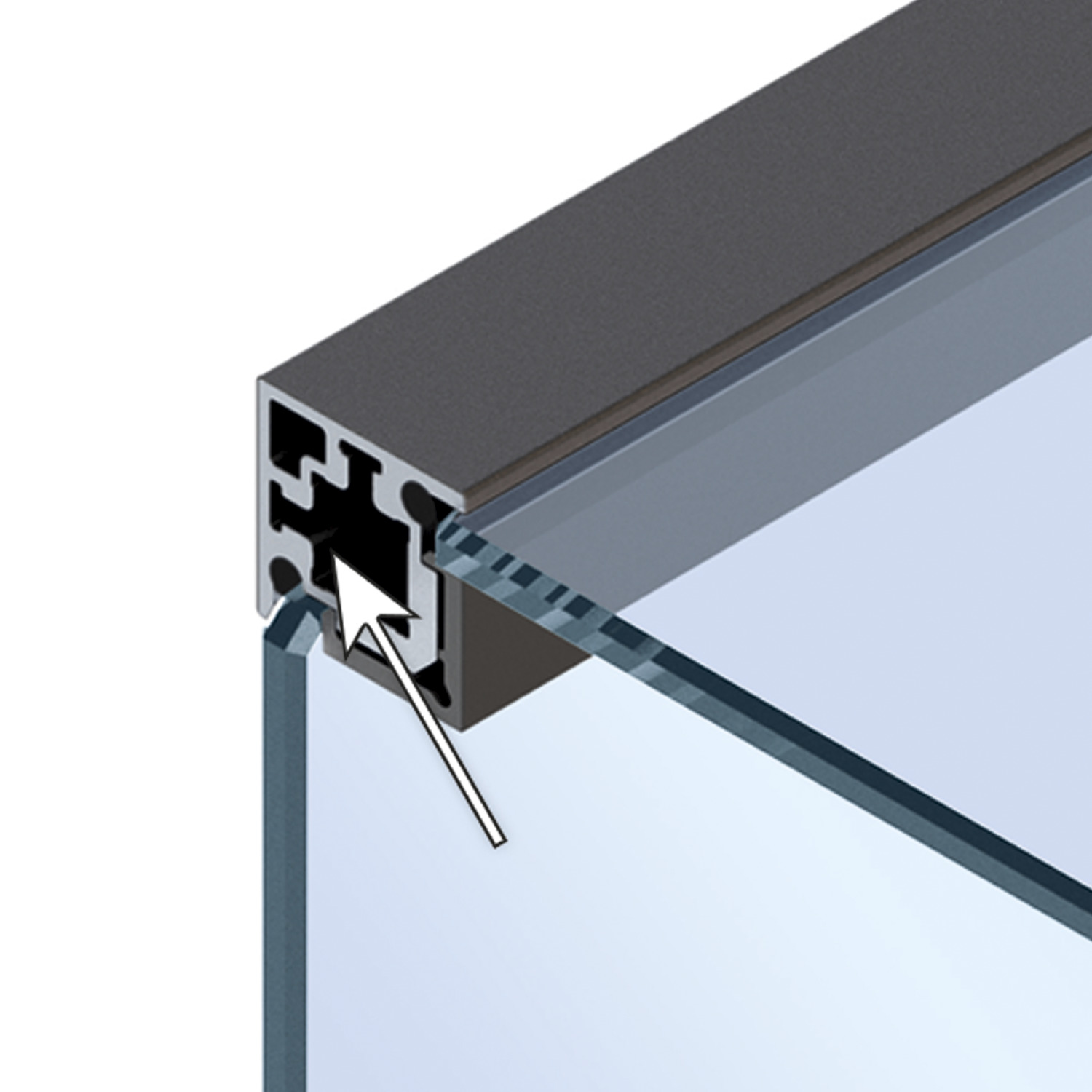 Cadro Profilé d'angle, verre noir mat