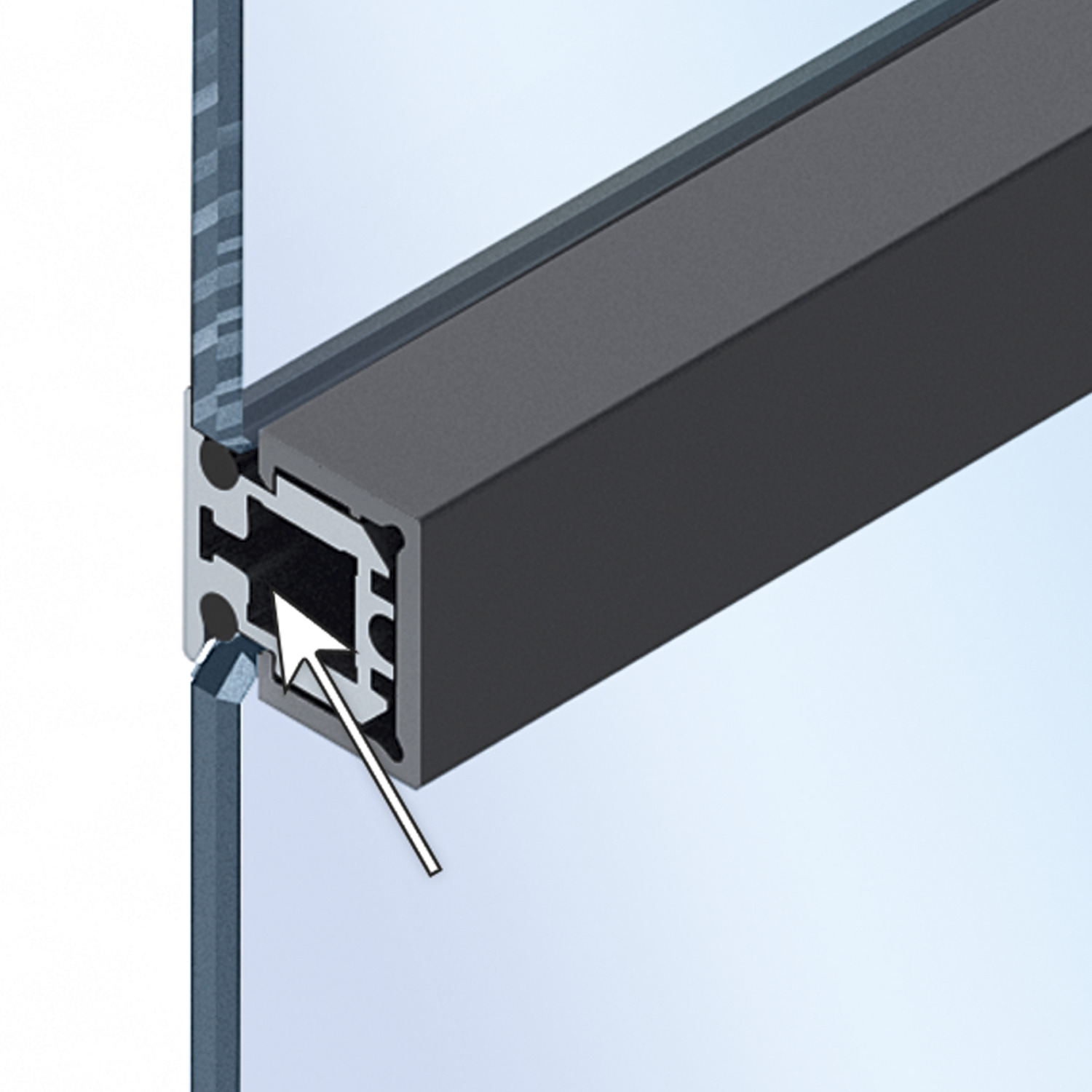 Cadro Glas-middenprofiel roestvrij staal finish